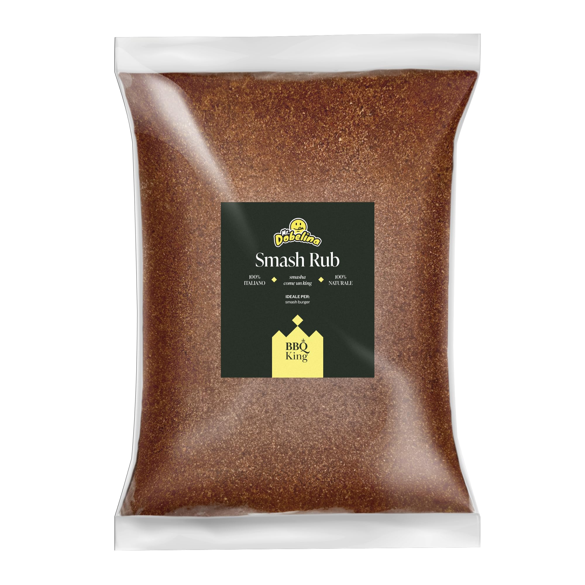 BBQ KING - Smash Rub Envase de 1 kg, Dry Rub para Smash Burger y bistecs, 100% Made in Italy, con cebolla frita tostada, creado en colaboración con MrDobelina
