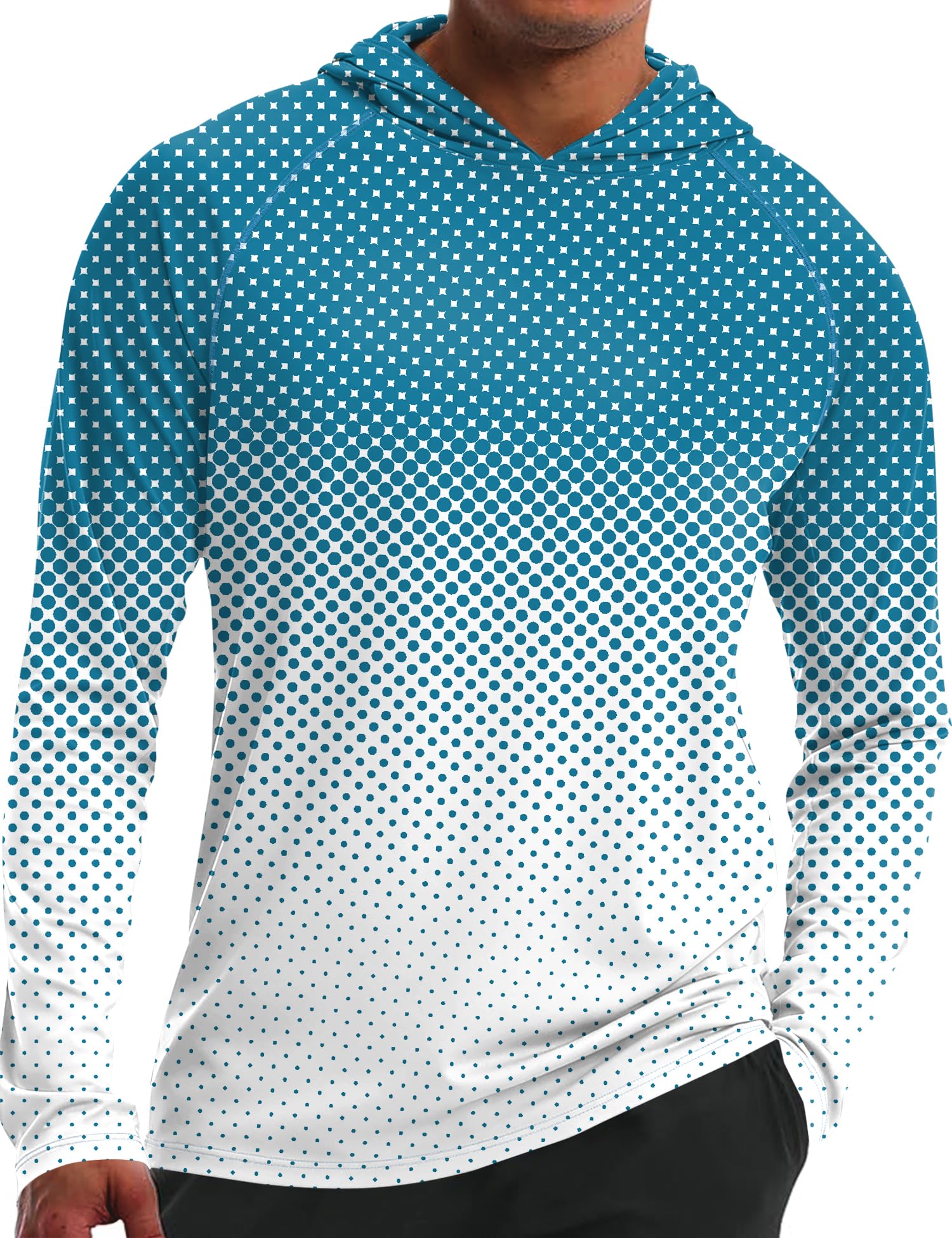 iWoo Men's UPF 50+ Sun Protection Hoodie, True-to-Size Long Sleeve UV SPF Fishing Hiking Shirt, Quick Dry Rash Guard
