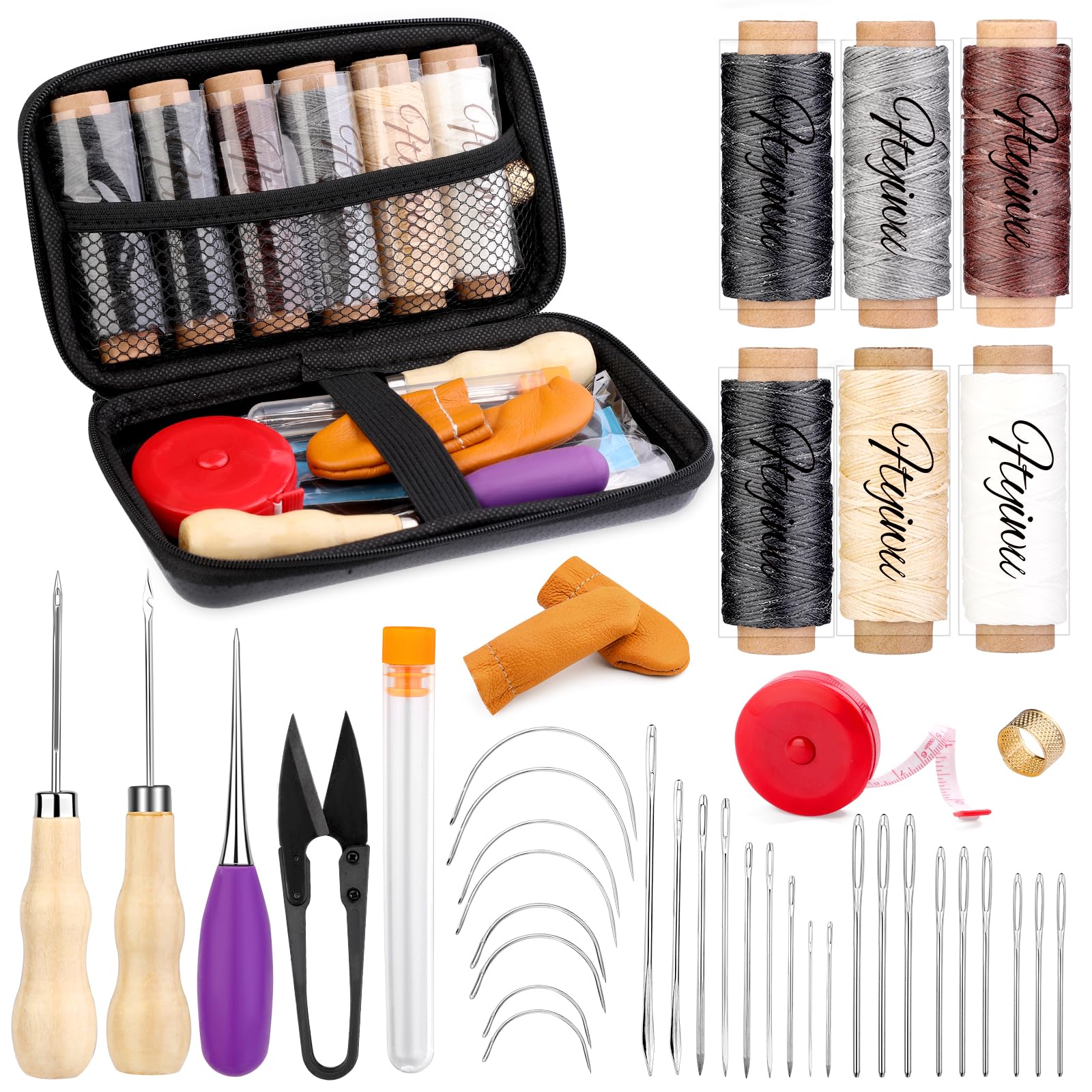 Kit Réparation Tapisserie 12 Pièces - Aiguilles Cuir, Courbes, Sac - Avec Dé Et Enfile-Aiguille