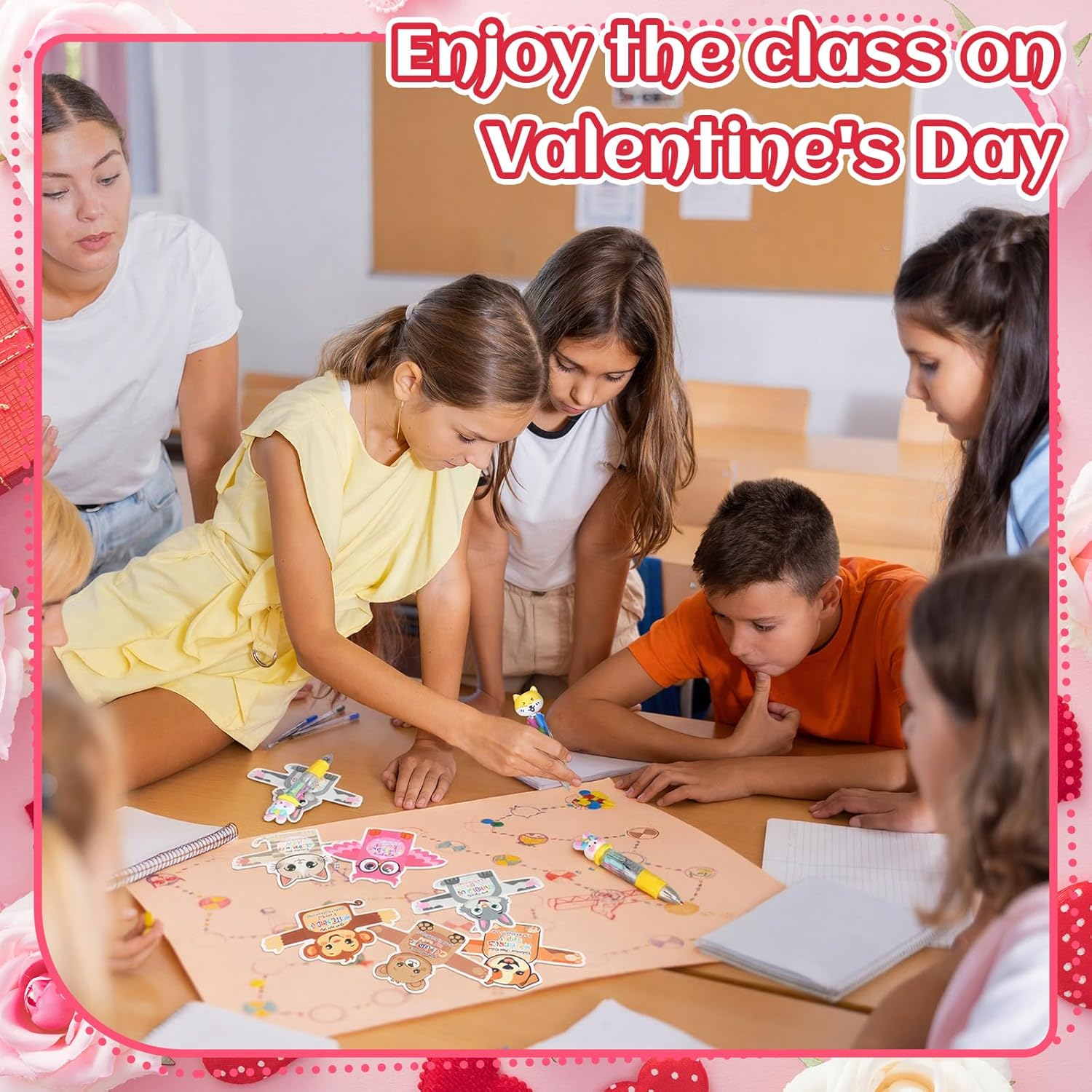 Gaillty 36セット バレンタインデー 動物 マルチカラー ペンギフト かわいい 4イン1 マルチカラー ノック式 ボールペン