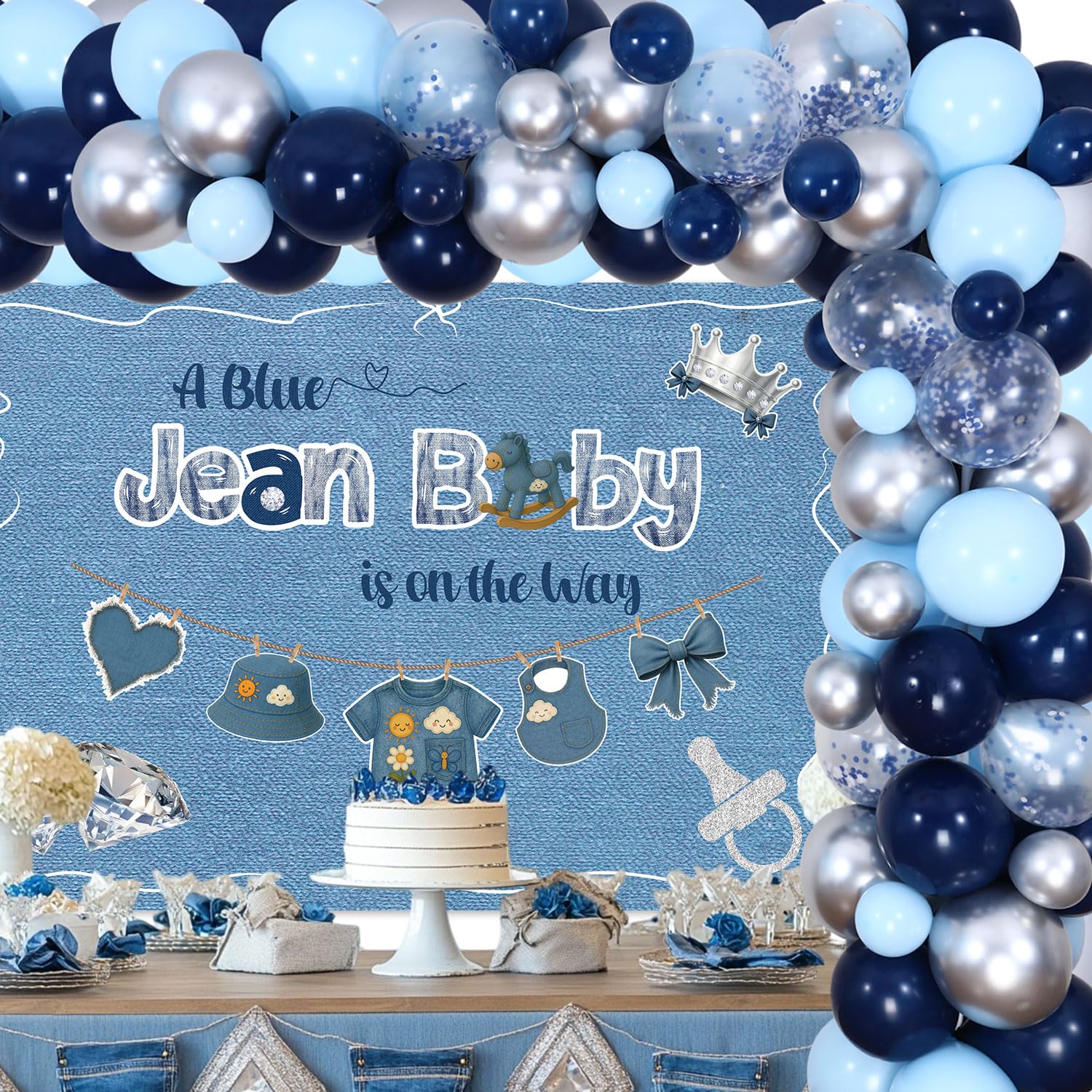 blue jean baby shower dress Blue jean baby A classic baby shower collection stitched with love. https://zazl.it/KJQSI