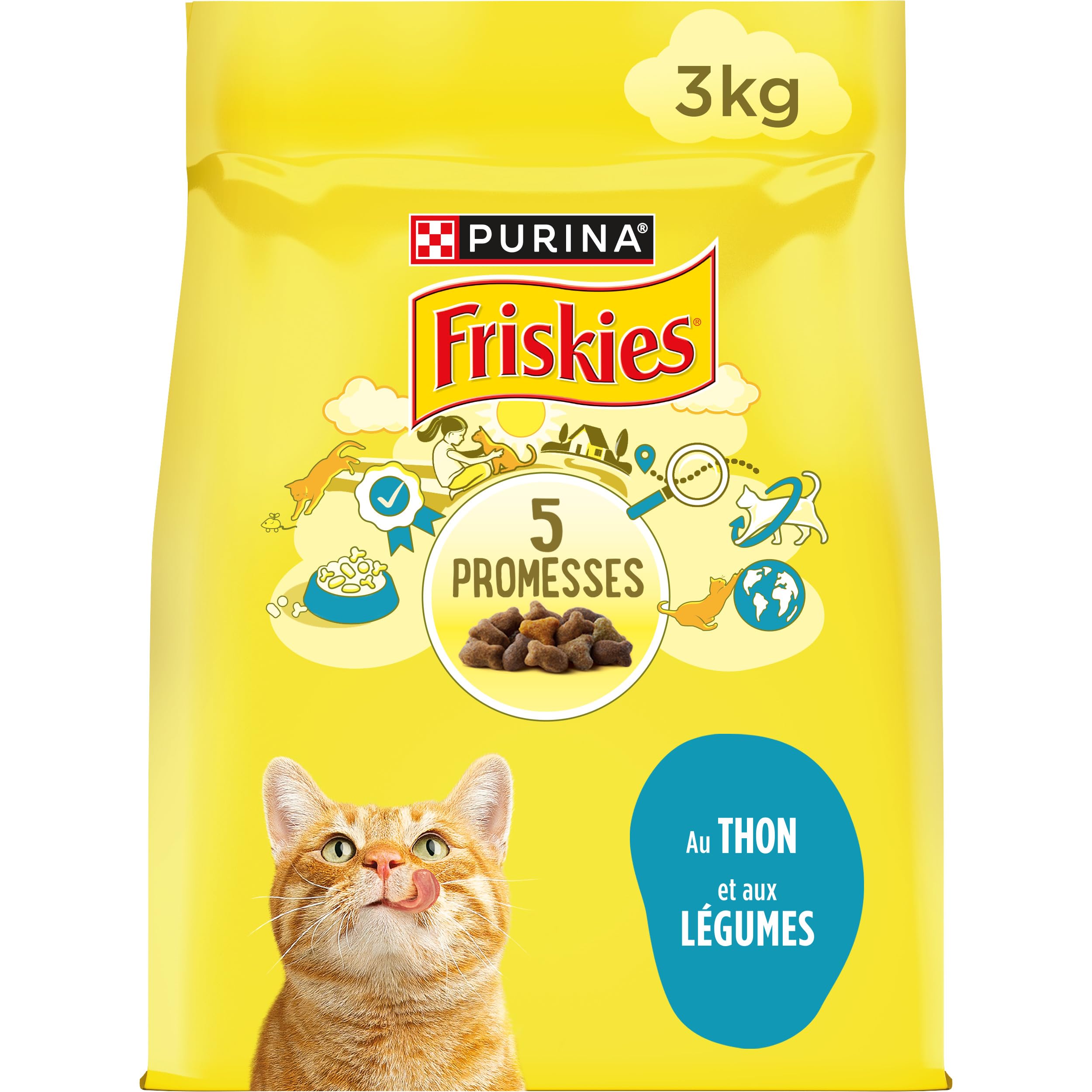 FRISKIES | Cat | Complete Dry Food for Adult Cats | Tuna and Vegetables | Complete Food Rich in Vitamins and Minerals | Bag | 3 kg