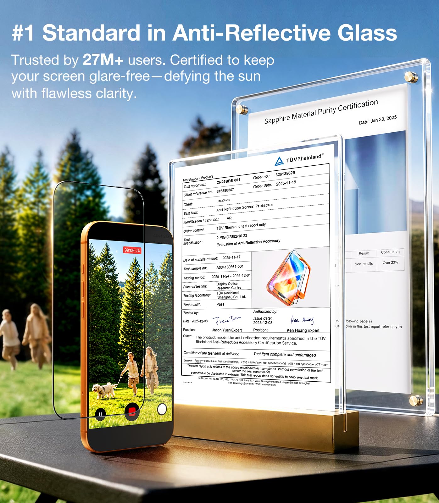 UltraGlass TOP 9H+ Armor - Protector de pantalla para iPhone 17 Pro Max [n.º 1 grado militar inastillable] Protector de pantalla antirreflejos 17 Pro Max vidrio templado 17 ProMax antirreflectante AR