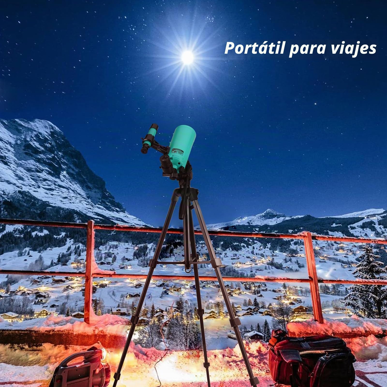 Maksutov-Cassegrain - Telescopio Mak60 para niños y adultos, 750 x 60 mm, compacto y portátil para viajes, telescopio de astronomía para principiantes con trípode ajustable y adaptador de teléfono