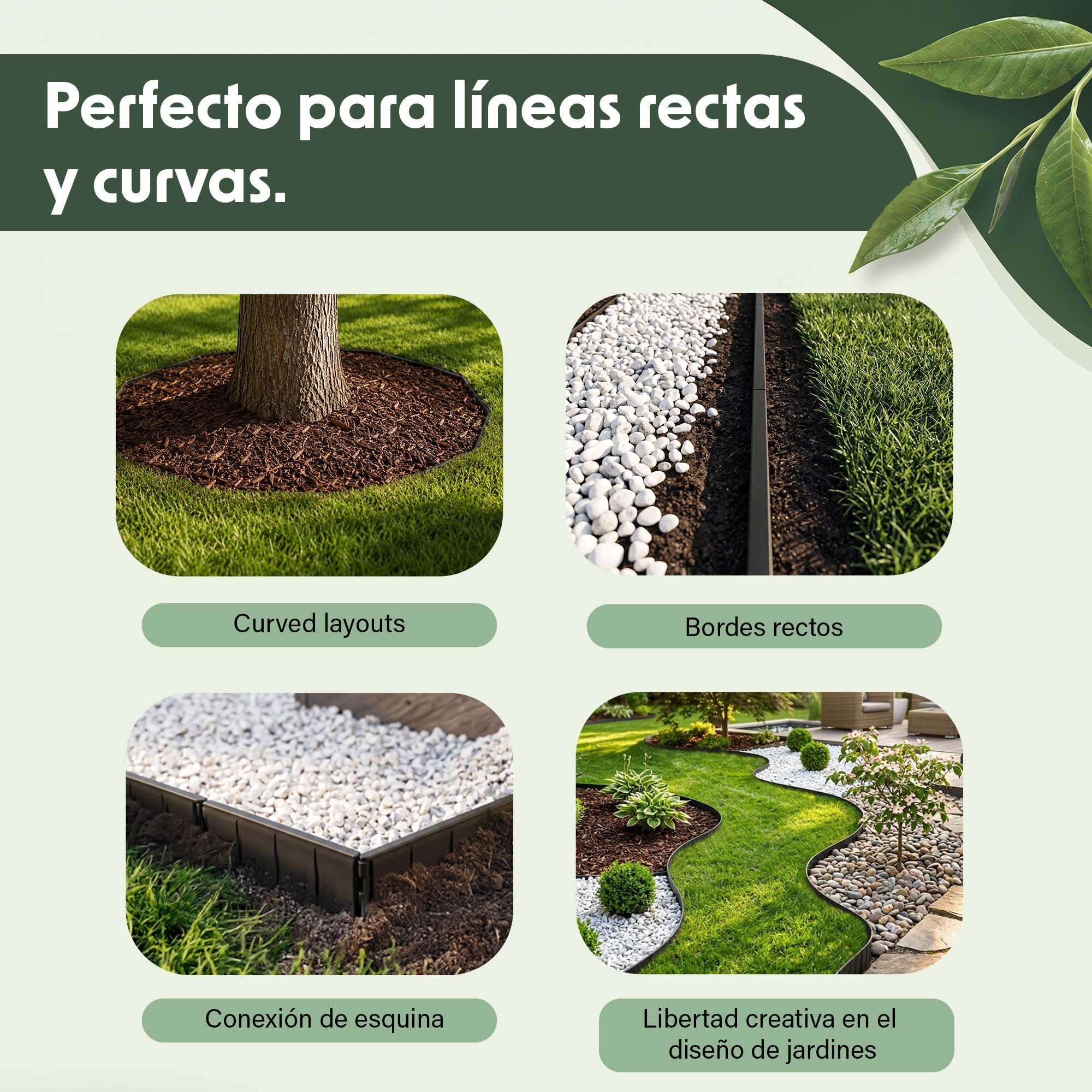 GARDENIX Borde de césped fácil de Instalar, Color marrón Claro, plástico, 20,6 m, sin cavar, Borde de bancal de plástico de Material Reciclado, Flexible y Duradero