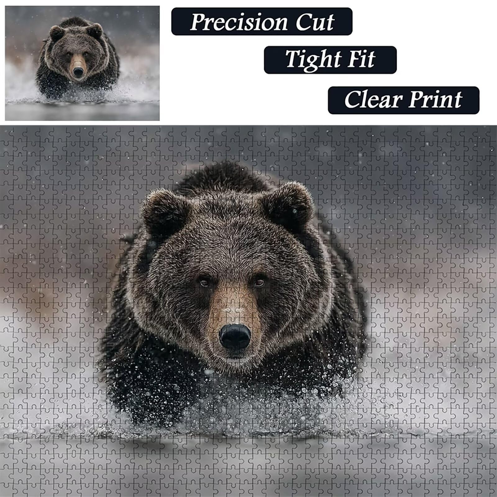 Drewniany niedźwiedź Puzzle 5000 sztuk, Puzzle dla dorosłych z pudełkiem 156 x 105 cm, łamigłówki, dla mężczyzn kobiet nastolatek, kreatywne gry logiczne, dekoracja domu prezent, 0-8065