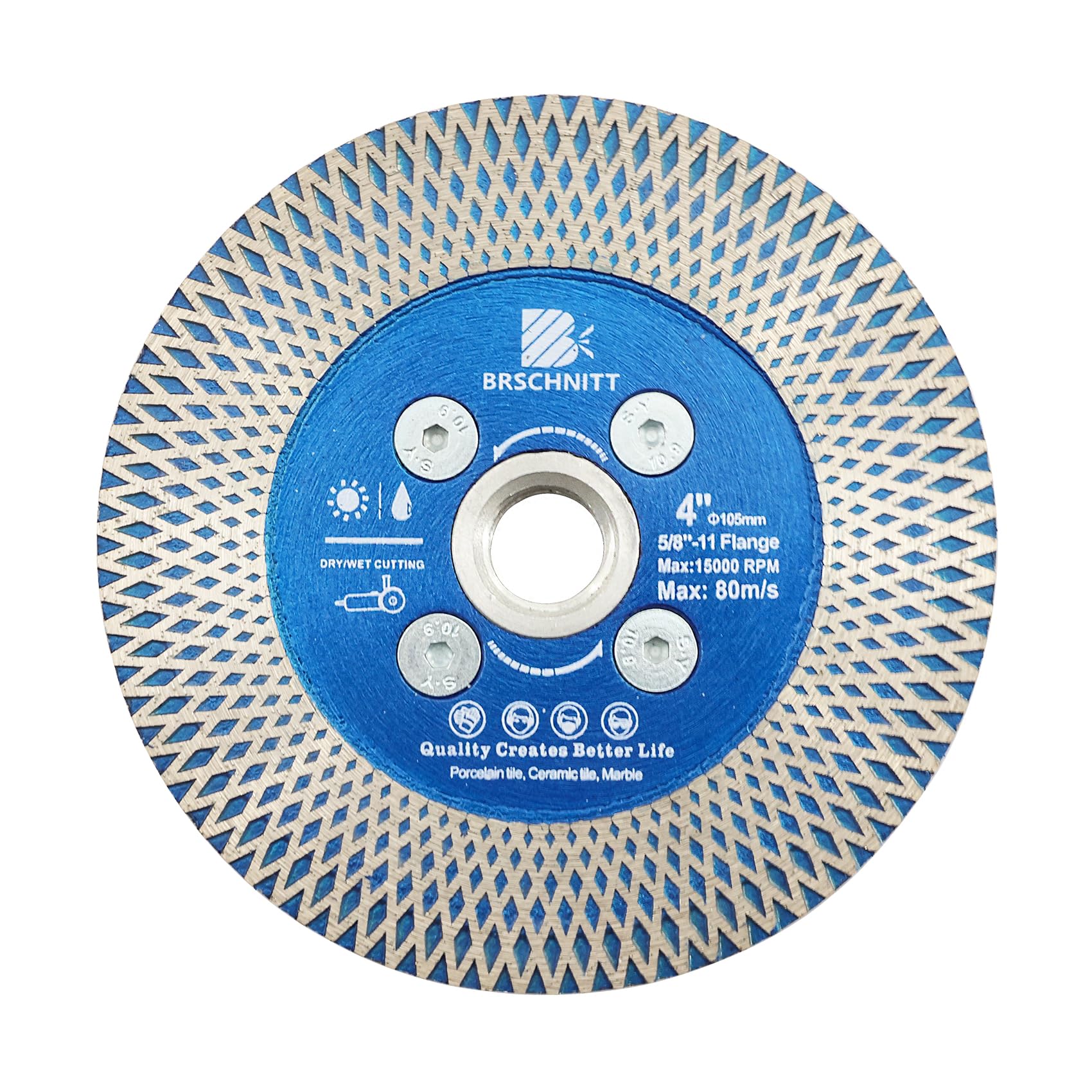Diamond Porcelain Tile Saw Blade - BRSCHNITT 4" Super Thin Diamond Cutting Grinding Disc with X Teeth with 5/8 Thread for Ceramic Tiles,Granite,Marble