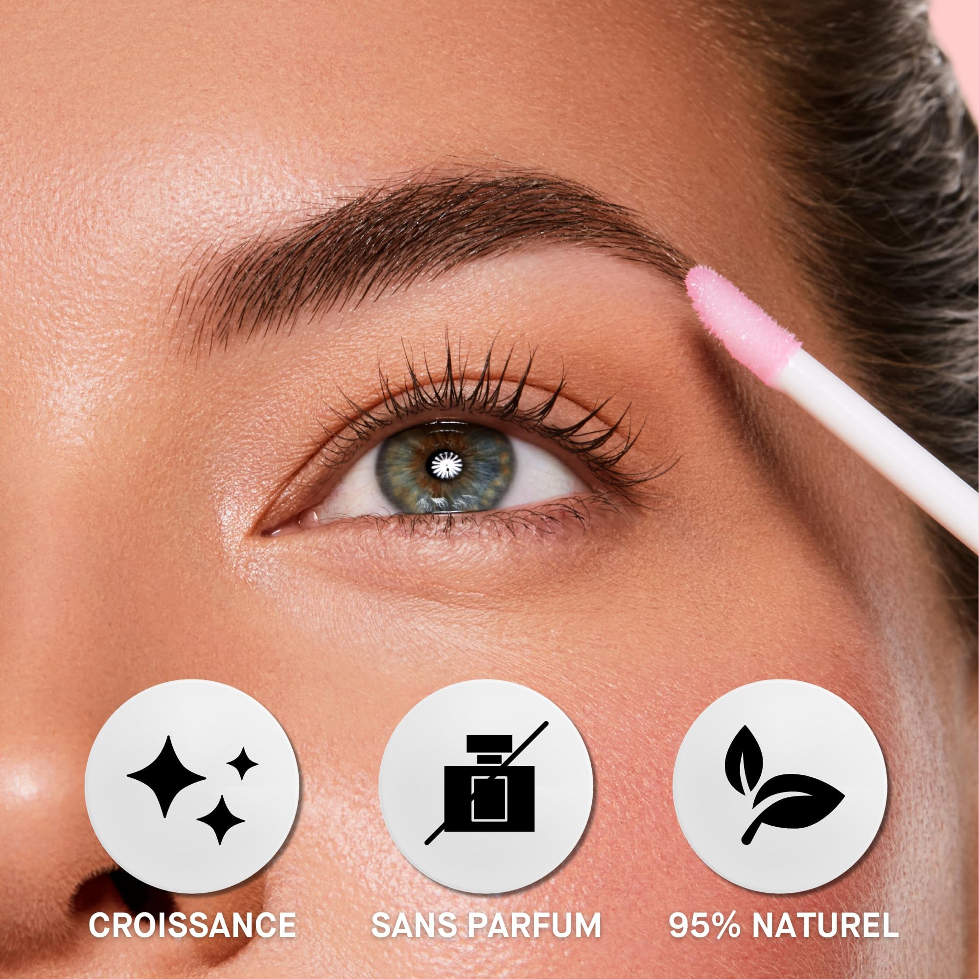 ROSEBROW Advanced Sérum de Croissance pour Sourcils Naturel par ROSEGOLD, Serum Sourcils Pousse + Fournis + Longs + Épais, Fabriqué en France, Sans Hormone, Vegan (Cure 1 Mois - 1 x 3 ml)