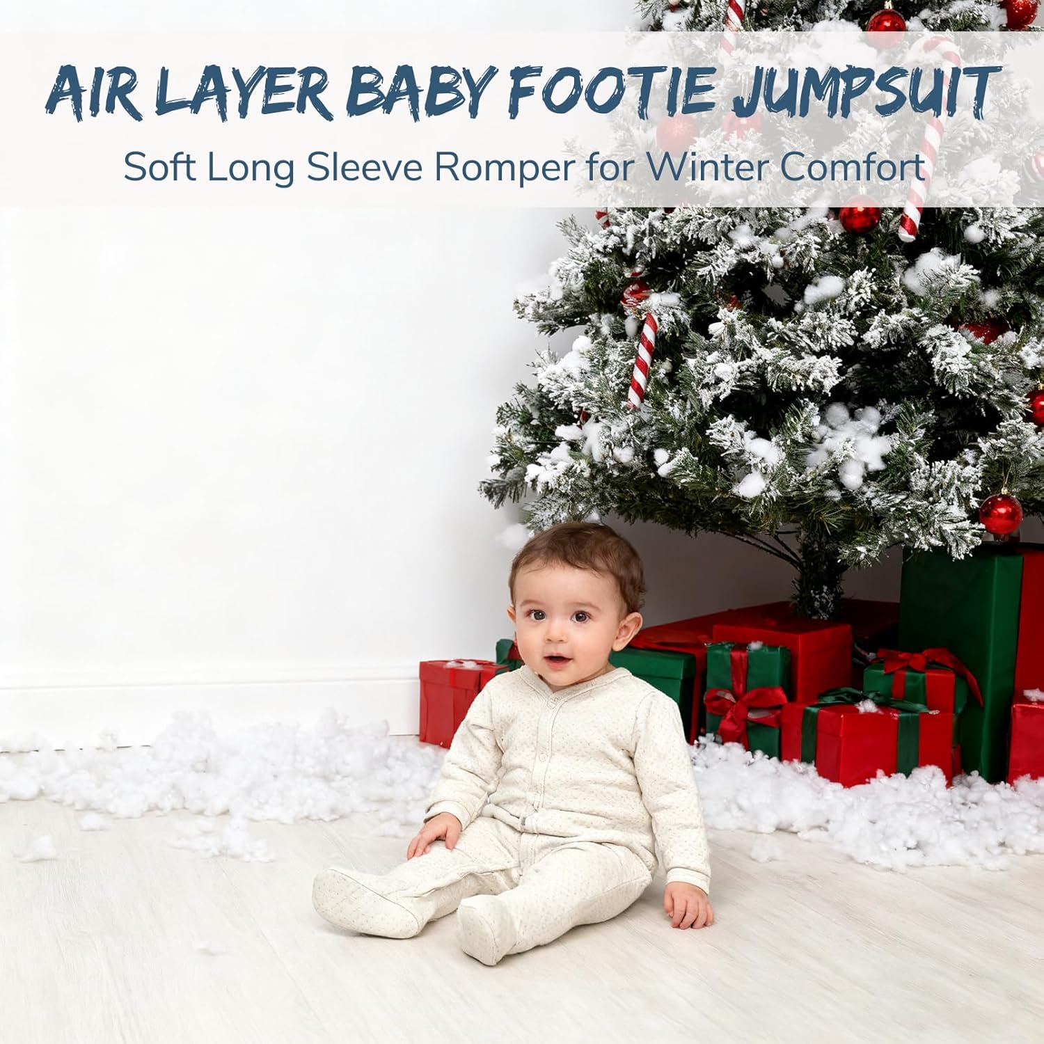 Baby Fall Outfit Footie Jumpsuit Long Sleeves Playsuit Wither One-piece Air Layer Clothing for 0-12 Months - Image 2