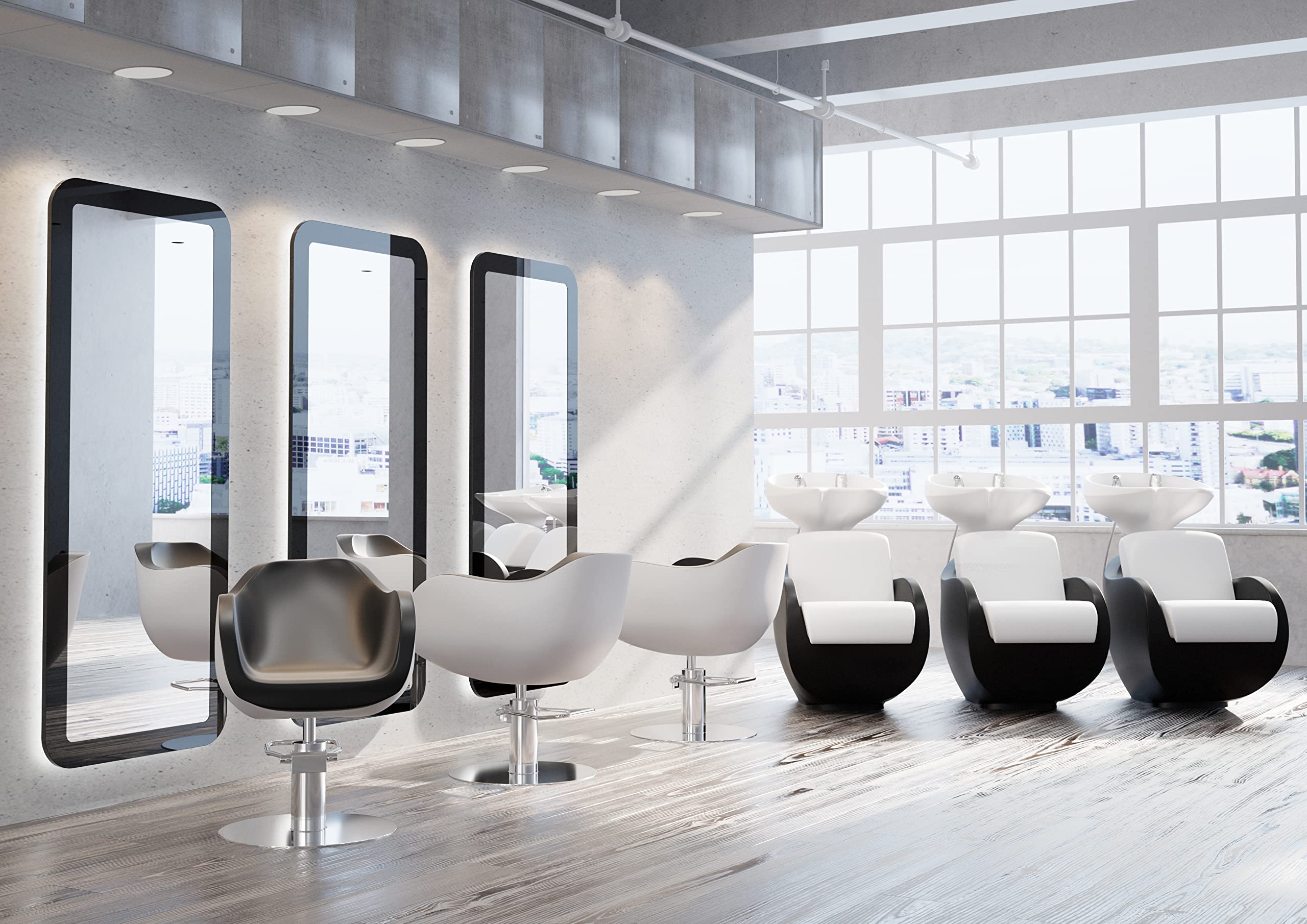 AYALA Friseurstuhl mit Waschbecken THOMAS schwarz Friseurwaschbecken Friseur Waschplatz Rückwärtswaschsessel Salon Friseursessel Waschsessel Schwarz