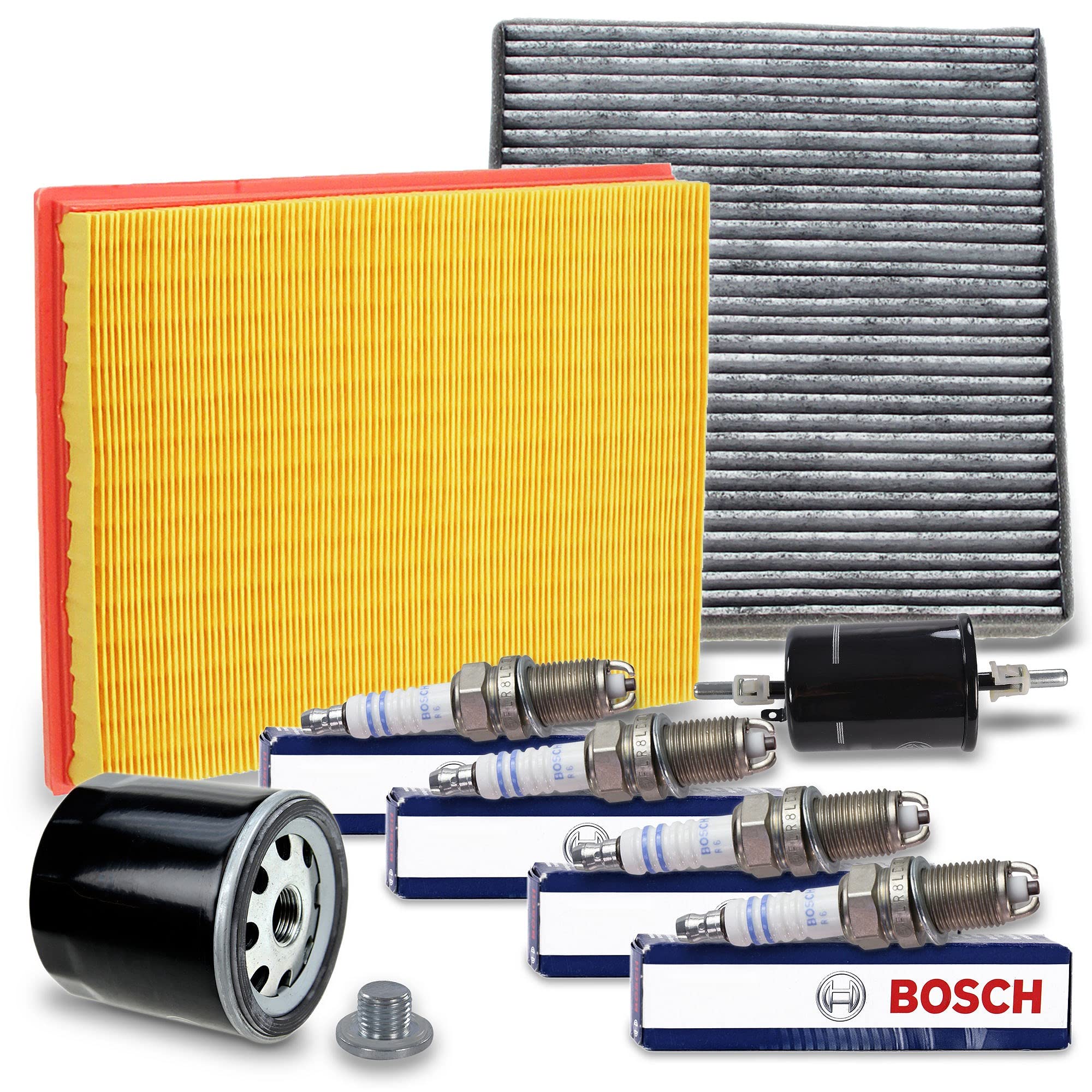 ATEC Germany Inspektionspaket Filterset 1x Ölfilter, 1x Luftfilter, 1x Innenraumfilter, 1x Kraftstofffilter, 4x Original Zündkerze FLR8LDCU+, Kompatibel mit OPEL ASTRA G (T98) (F70), ZAFIRA A (T98)