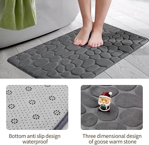 Miniatura 3 de Tapete de baño de espuma viscoelástica, súper suave y absorbente, antideslizante, lavable a máquina, tapete de baño de adoquines, cómodo para