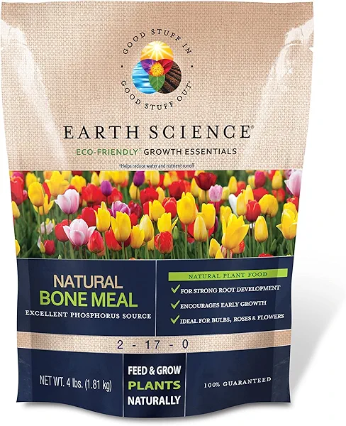 Earth Science – Natural Bone Meal Plant Food – 4 Pound Bag – Plant Mix for Bulbs, Gardens, Potted Plants, Trees, and Shrubs 4lb