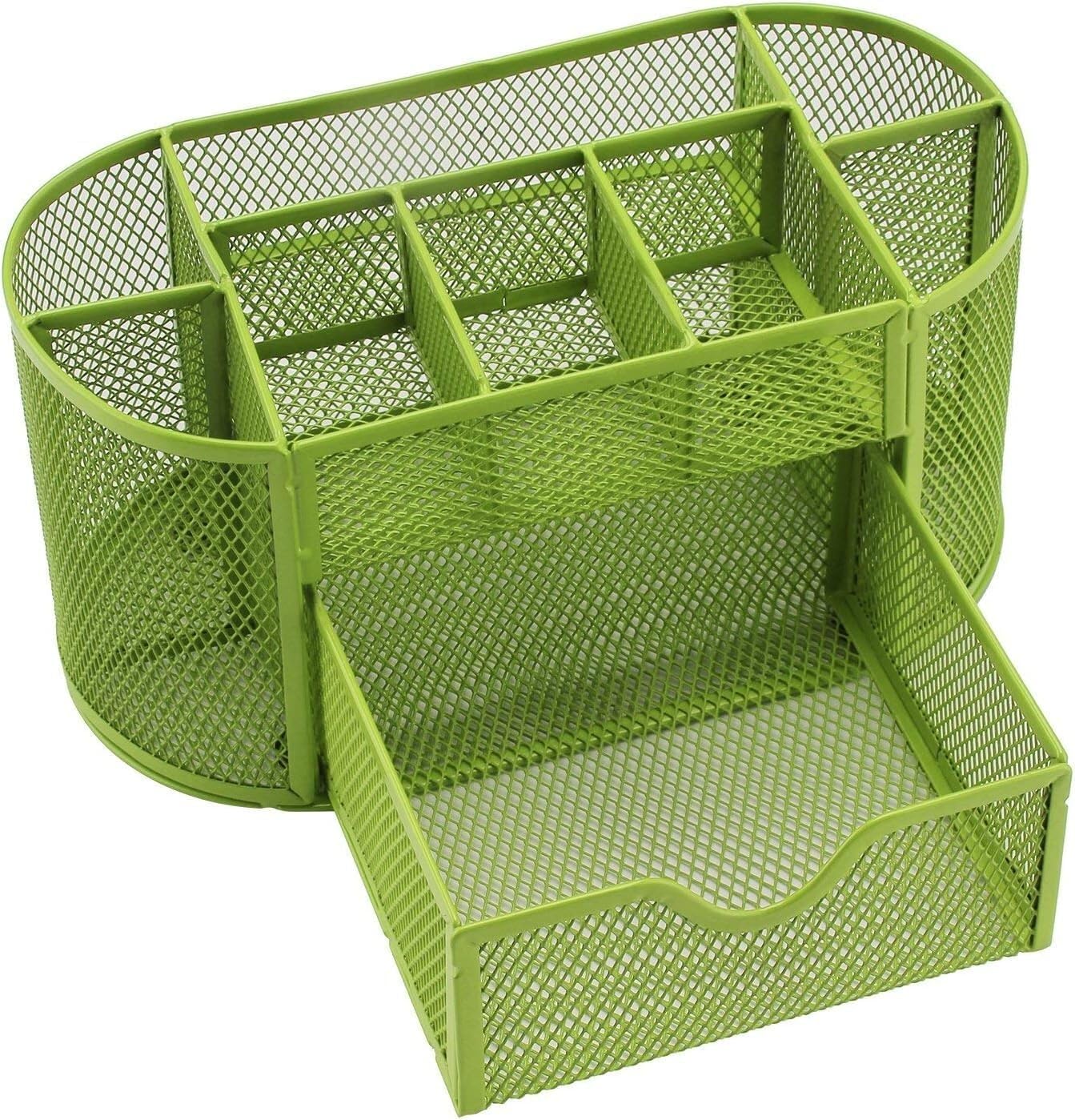 Acxdarsh Green Desk Organizers Mesh Desk Organizer, Multifunctional Pen Holder Stationery Storage Caddy