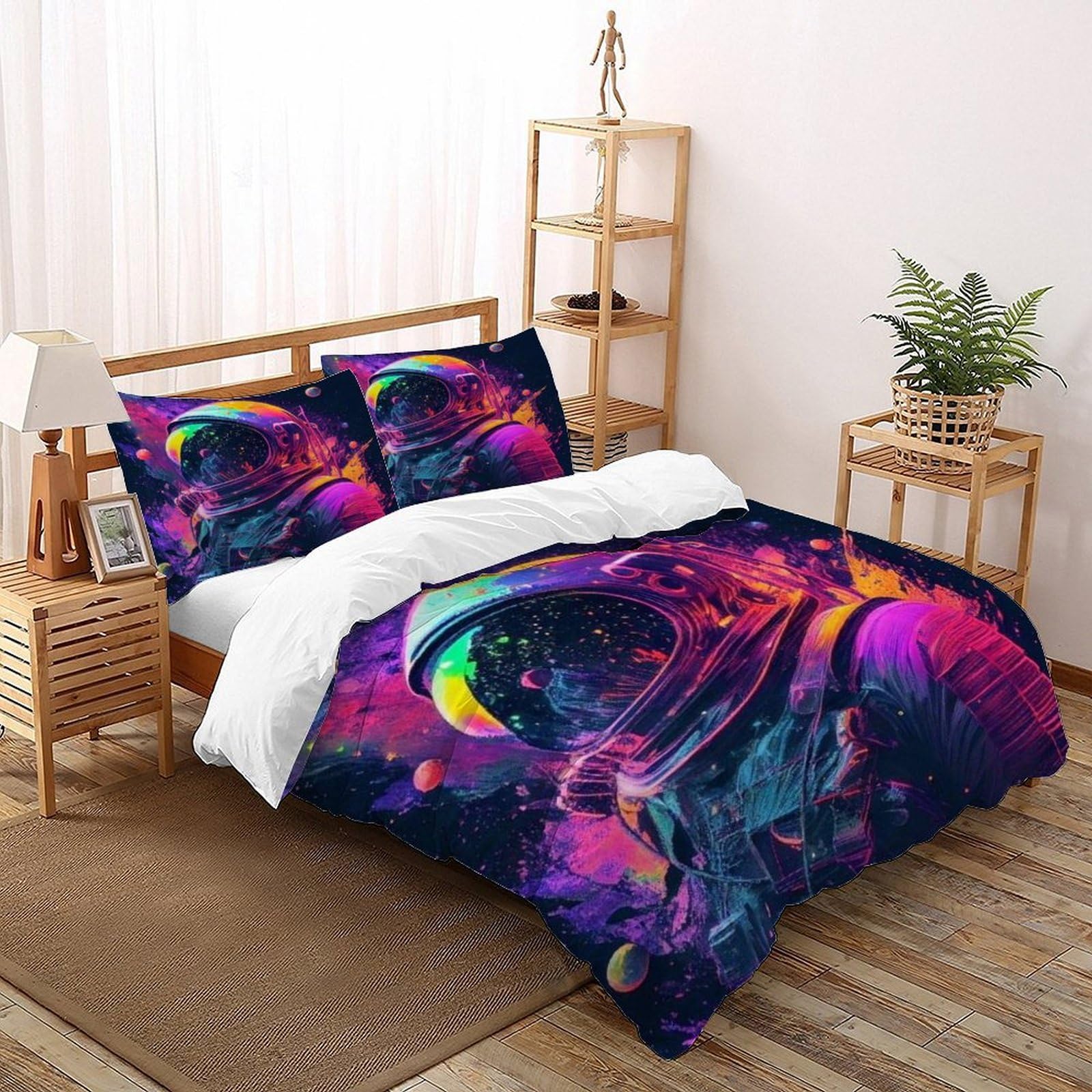 Housse de couette space theme Super King 260x220cm avec taies d'oreiller