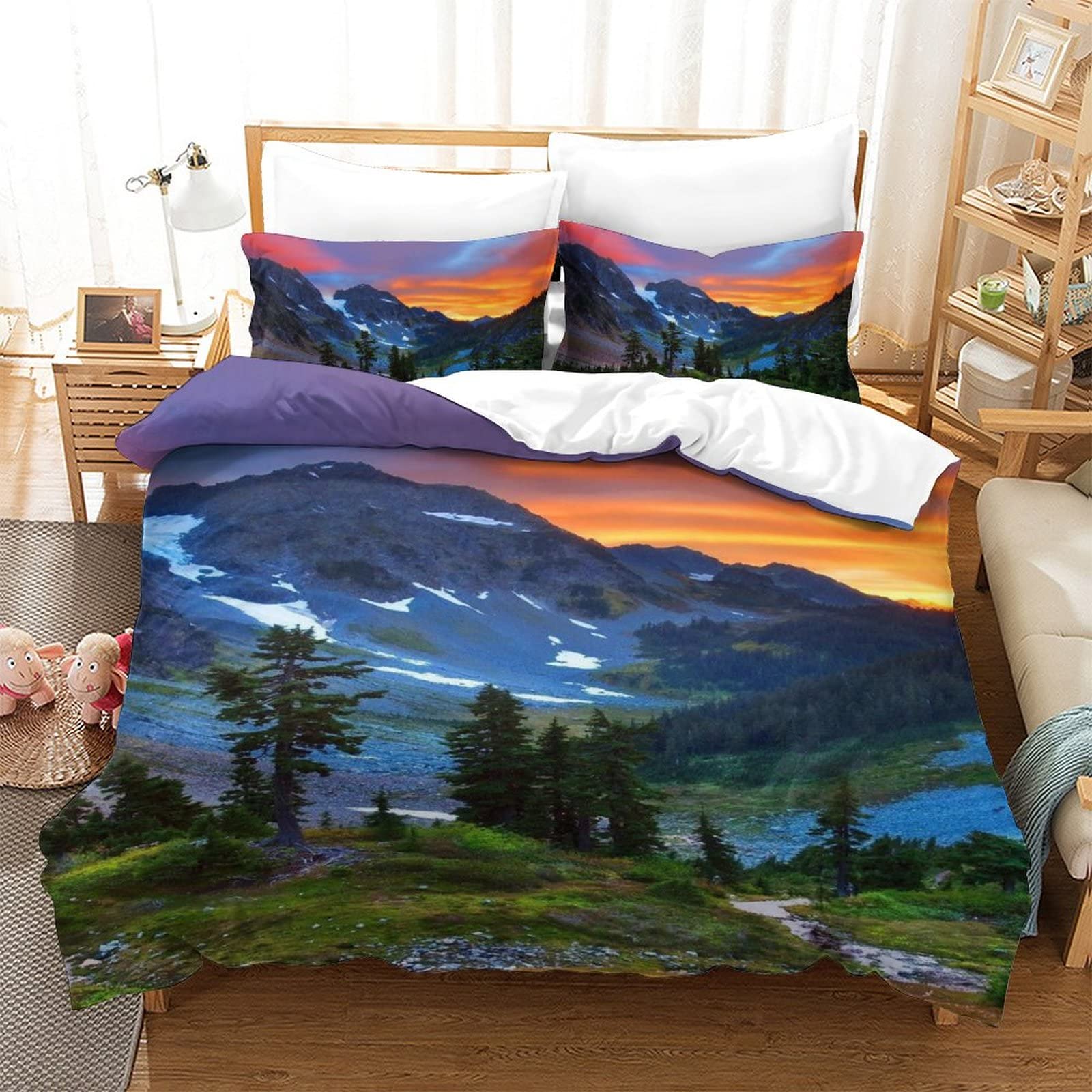 Housse de couette alpine 3D pour lit simple avec couvre-lit toutes saisons