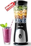 Mueller Smoothie Blender for Smoothies - Personal Blender for Shakes, Frozen Drinks, Baby Food & More, 15oz Travel Cup and Lid, Durable Stainless Steel Blades for Powerful Blending Performance, Black