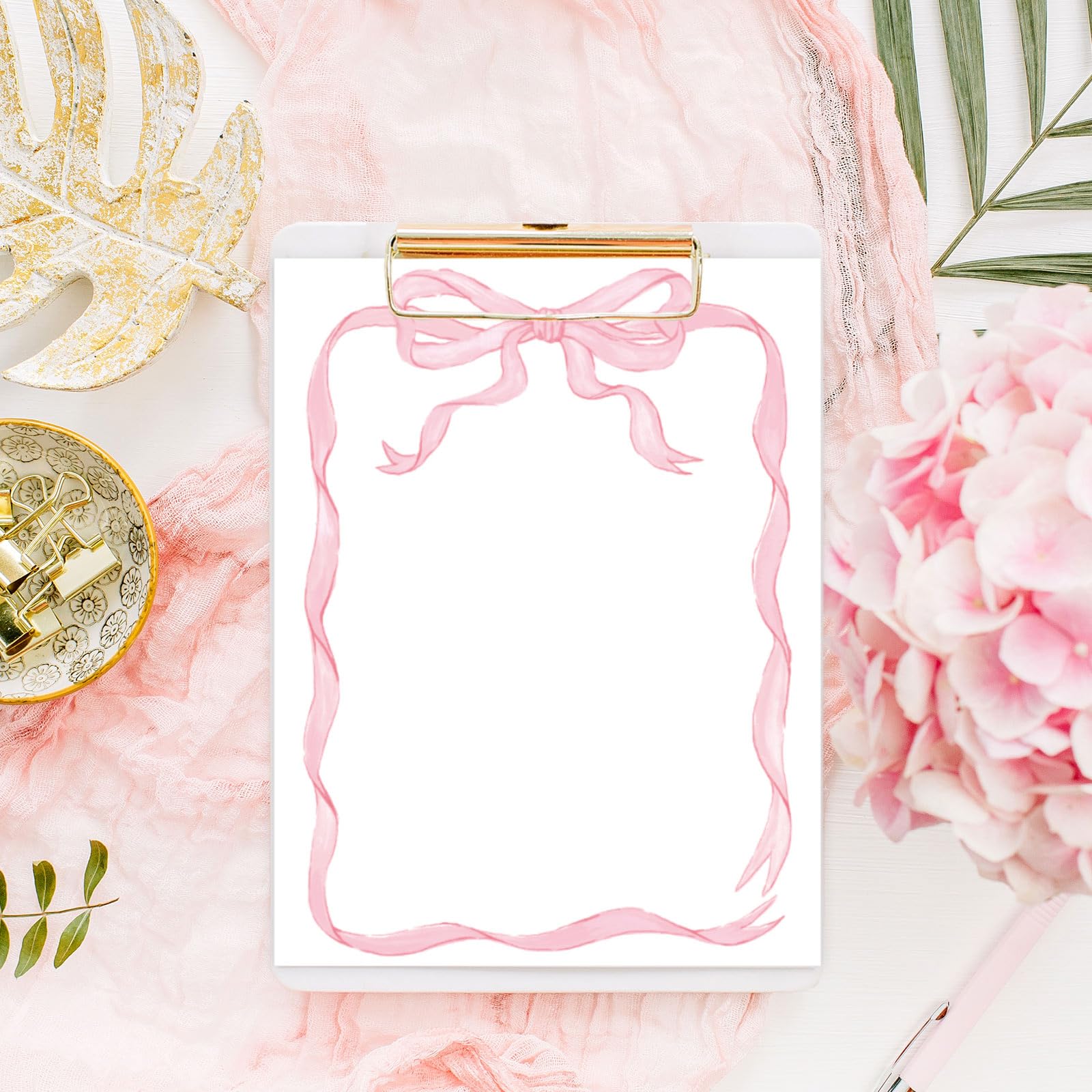 JarThenaAMCS 60 hojas de papel de papelería con borde de lazo, bonito lazo rosa, papel de escritura para invitaciones de fiesta, oficina, escuela, impresión, 21,5 x 28 cm, una sola cara