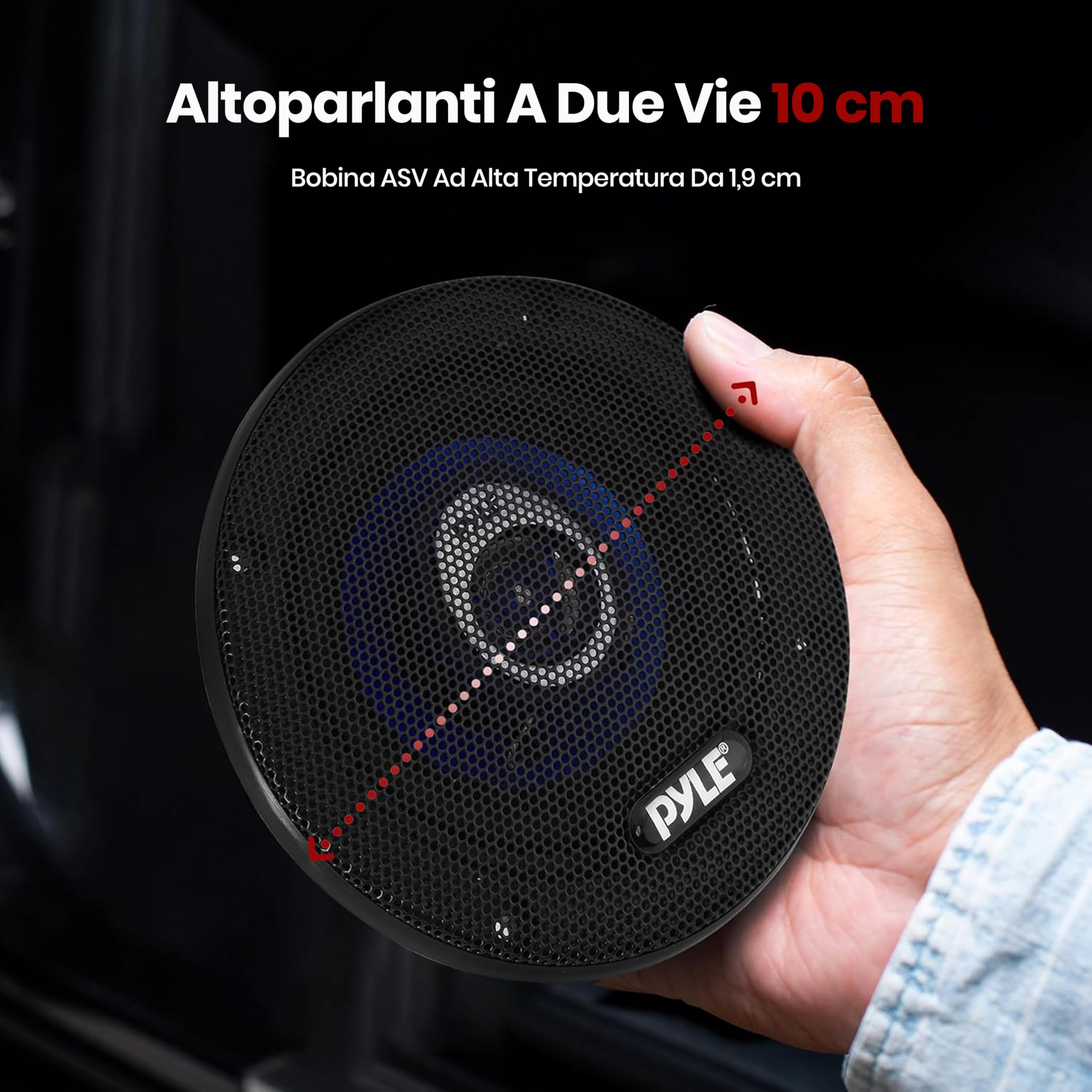 Pyle Casse Auto Stereo Sistema Altoparlanti 16,5 Centimetri Tre Vie, 180 Watt, RMS/360 Watt, Impedenza 4 Ohm, Tweeter Piezo da 2 Centimetri, Audio Triaxiale, Blu