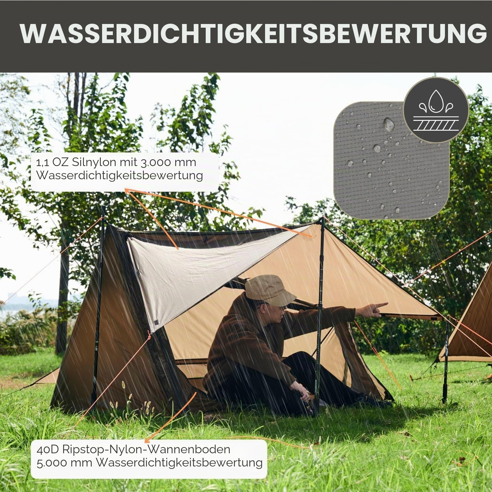 onewind Bivy Zelt für 1 Person, 3 Saison Ultraleicht Silnylon Rucksackzelt mit Regenschutz Wasserdicht Biwaksack Einmannzelt Outdoor Camping Zelt, ohne Trekkingstock