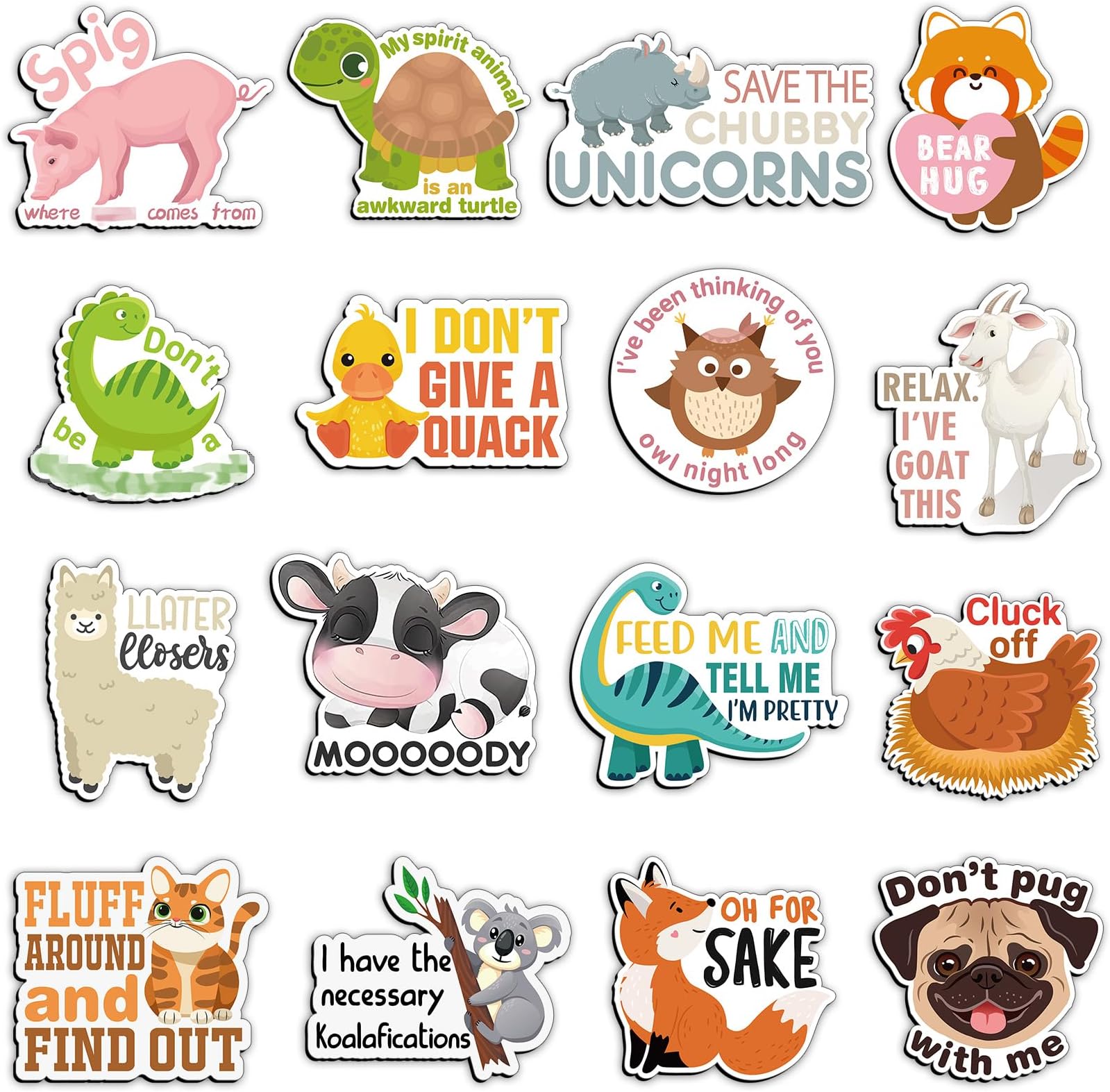 Kanayu 16 Pcs Funny Fridge Magnets Animal Magnets Cute Animal Pun Fridge Magnet Decor Home Kitchen Magnetic Decor for Home, Office, Whiteboard Humorous Gift