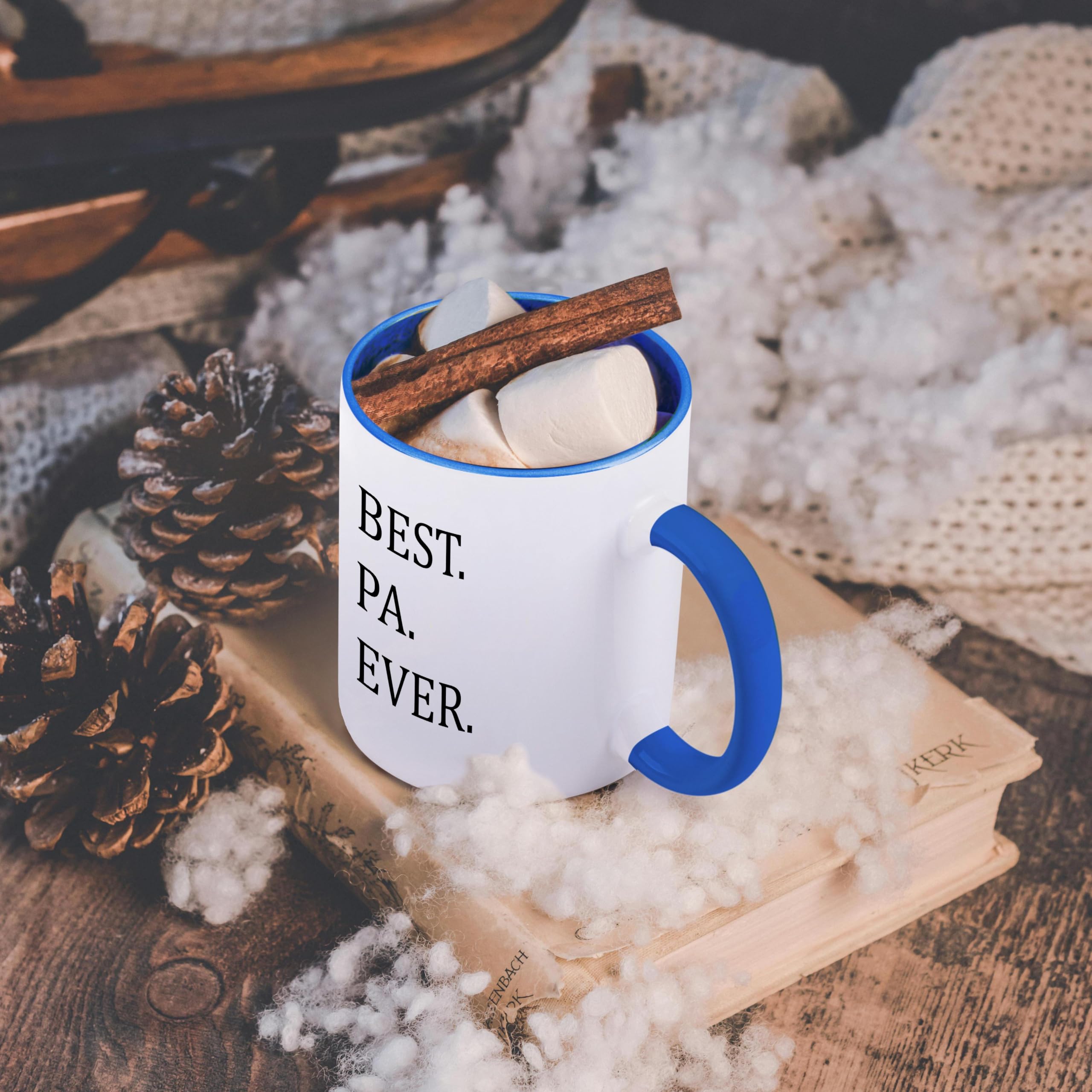 3dRose Coffee Mug, Best Pa Ever, Two-Tone Blue/White, 15oz - Coffee Mug For Dad, Heartfelt Gift For Dad, Best Papa Coffee Mug For Morning Brew - Dad's Birthday Gifts Idea