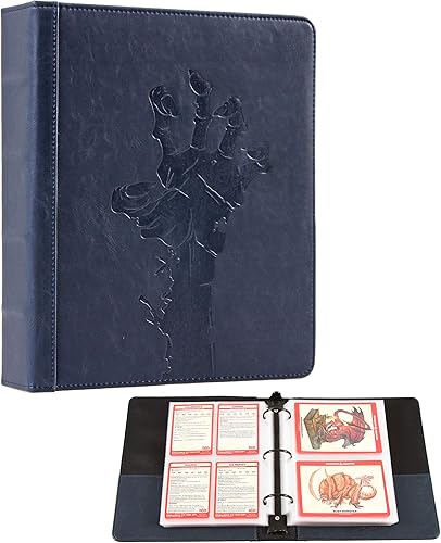 Forged Dice Co. Curiosities Cache Monster - Carpeta organizadora de tarjetas y tarjetas hechizas con páginas, color azul