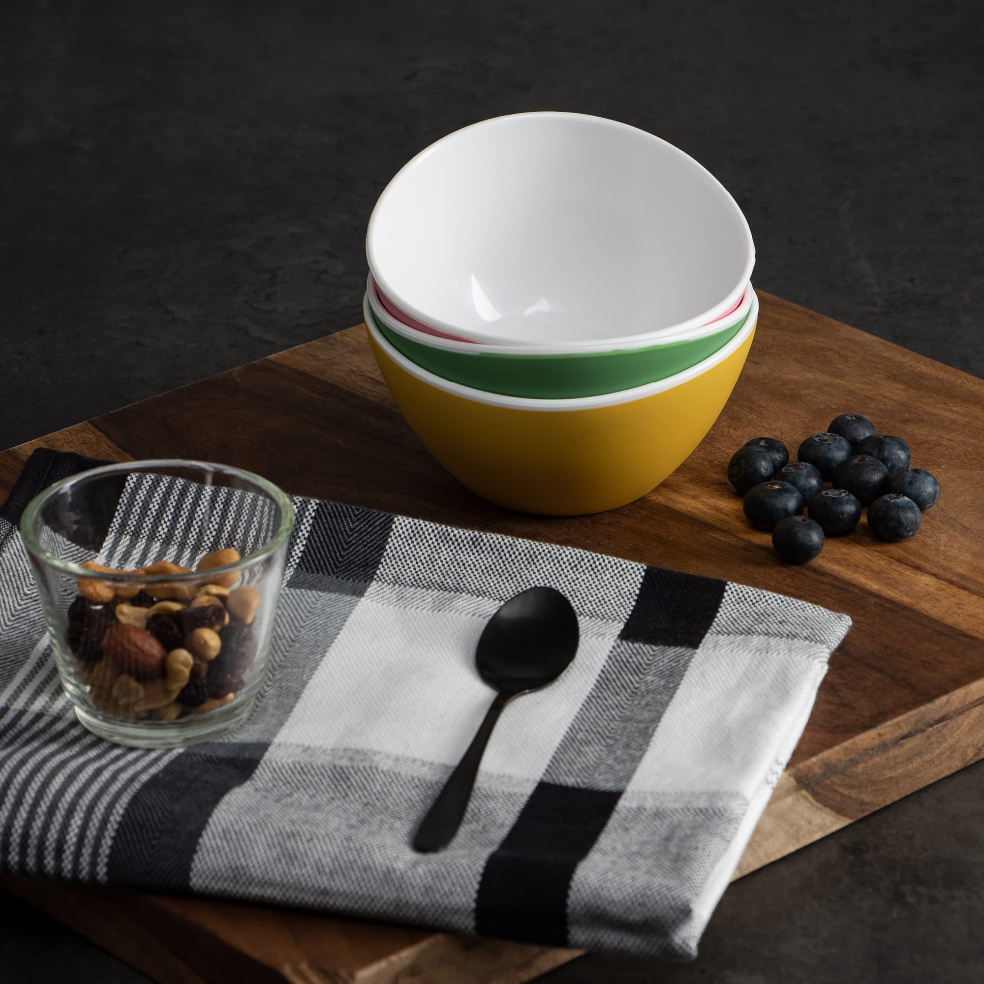 EAS 12 Pièces/ensemble Vaisselle Ménagère Ensemble Rouge Point Mélamine Tasse Bol Assiette Pour