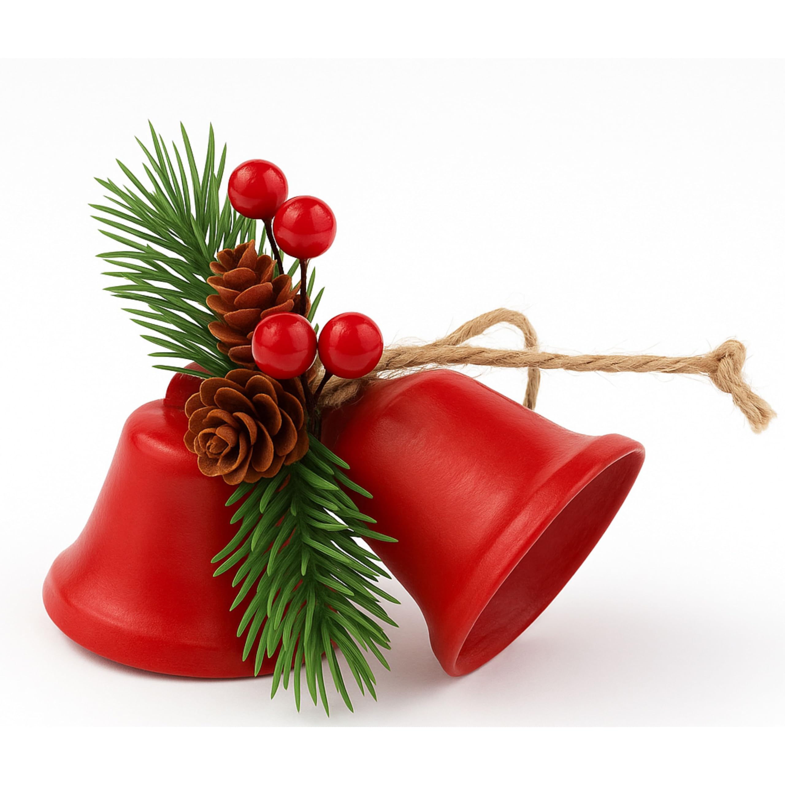 Modovo Modern Living Mdv Festive Red Modovo Red & Gold Christmas Bell Ornament Set – Iron Pvc-Coated Hanging Decorations For Tree & Home Décor Durable Metal Bells – Festive Set (Festive Red)
