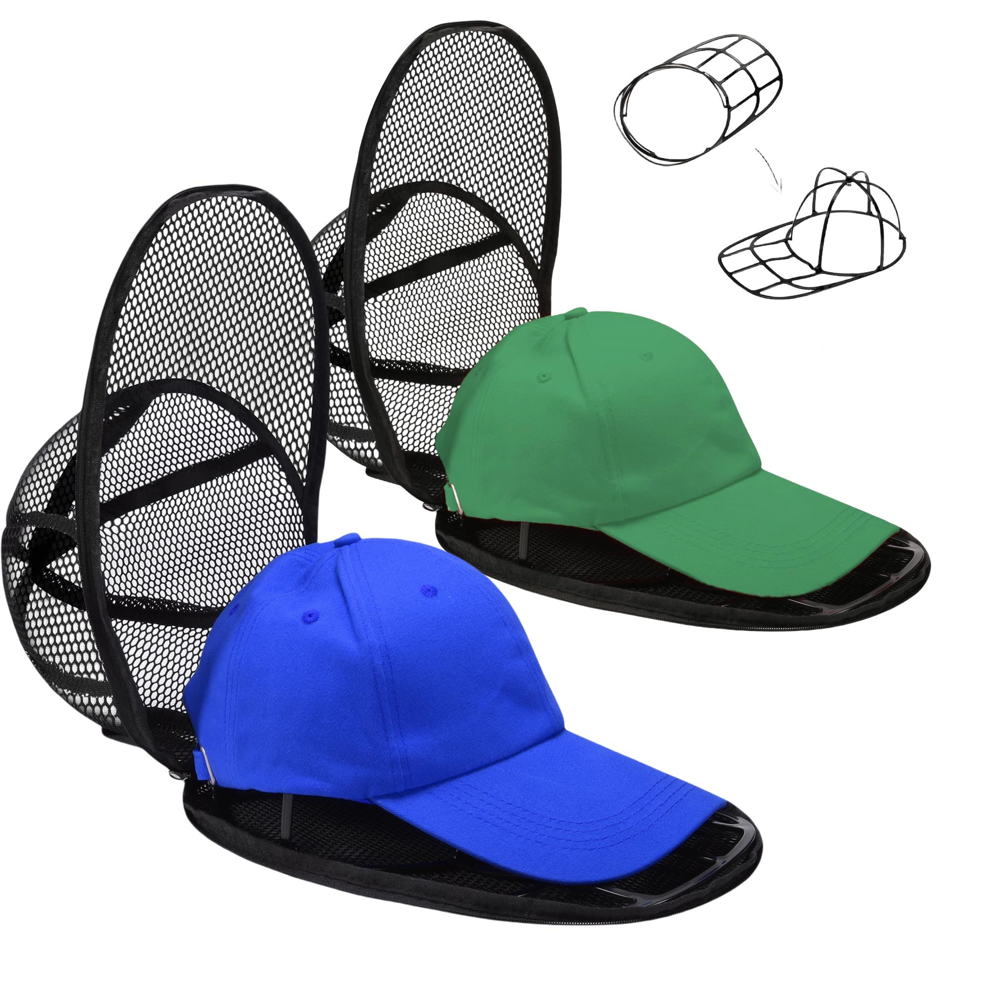 Nzcvuias 2-PackS Hat Washer Cage for Washing Machine, Baseball Cap Washing Cage - Keep Your Caps in Shape While Washing and Drying - Ideal for Adults and Kids Ball caps Black