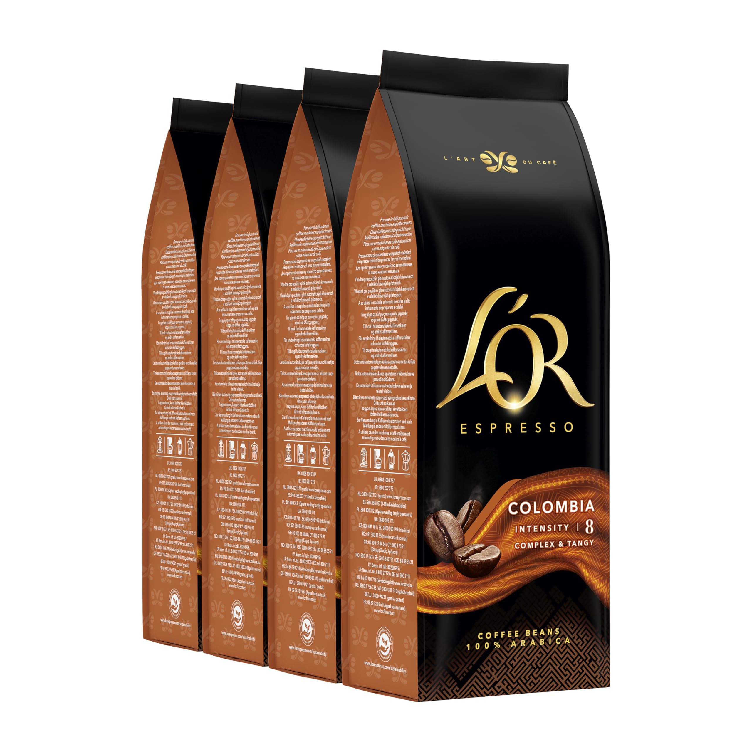 L'OR Espresso Colombia Çekirdek Kahve 500gr x 4