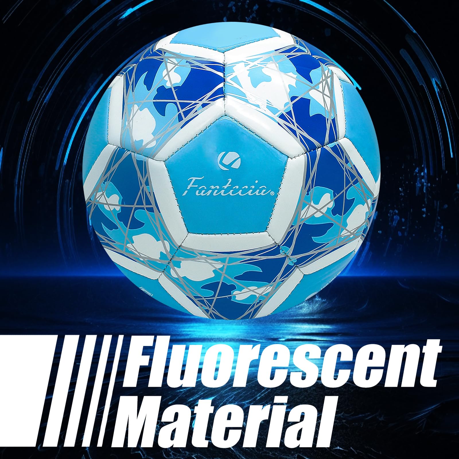 Pallone da calcio fluorescente, misura 5, per allenamento e giochi ricreativi, perfetto per giovani e adulti, palla da calcio in pelle per divertimento all'aperto