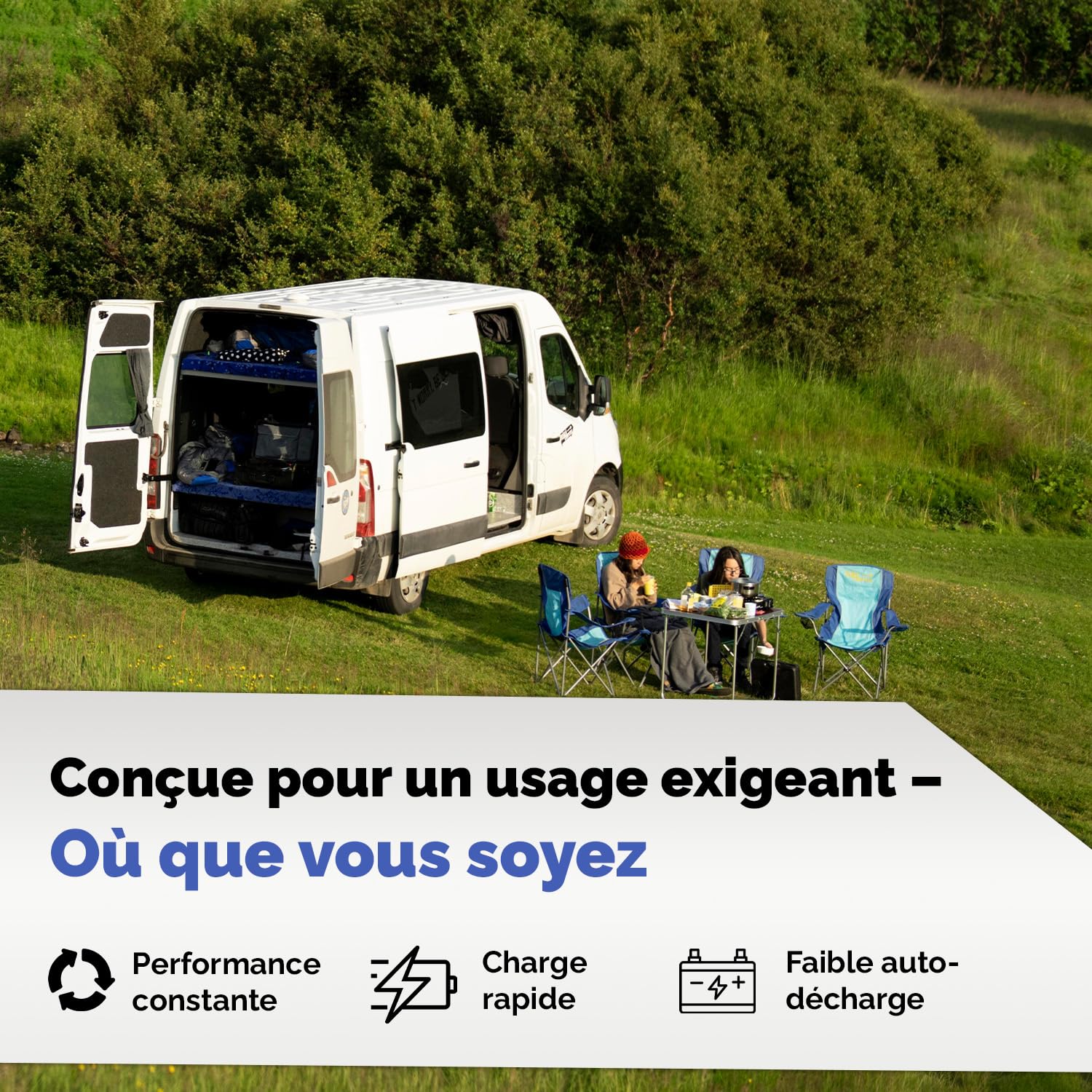 Batterie de service Electronicx AGM Caravan Edition 12V 110Ah – 110 ah Batterie à décharge lente pour camping-car, caravane, solaire– sans entretien, étanche, anti-fuite 315×175×190 mm