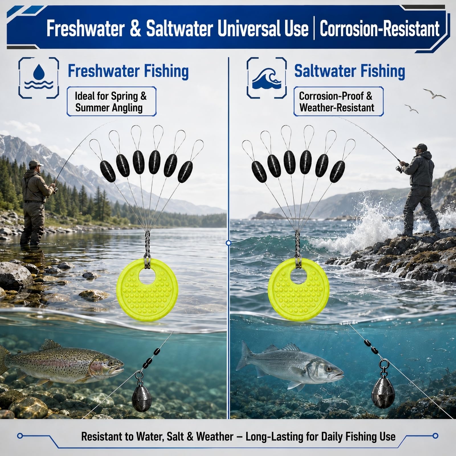 180 Pezzi Stopper in Gomma da Pesca 6 in 1, Fermafilo per Lenza Fine 0,15–0,24 mm, Stopper per Galleggiante, Bobber Stopper, Accessori per Montature da Pesca alla Trota, Acqua Dolce, Mare e Lago Fine