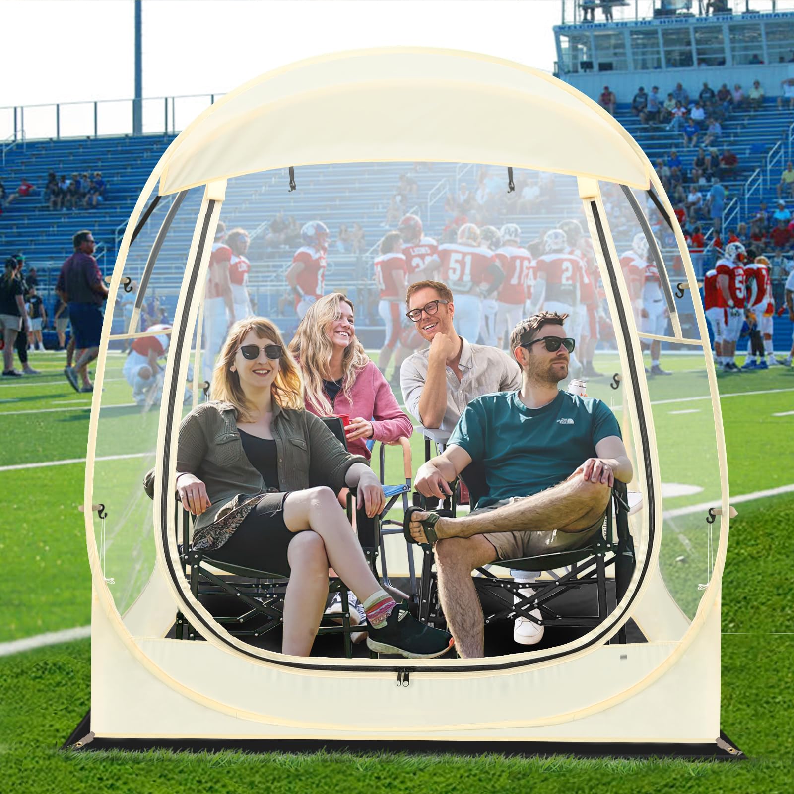 Sports Tent - Instantly Pop-up Shelter for 1-6 People, Providing Protection from Cold, Wind, and Rain, 540° Panoramic Clean Outdoor Bubble Tent