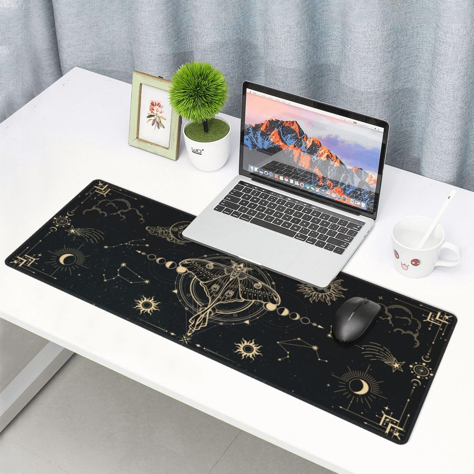 Moon Phases Sun Moon Butterfly Astrology Mouse Pad Long
