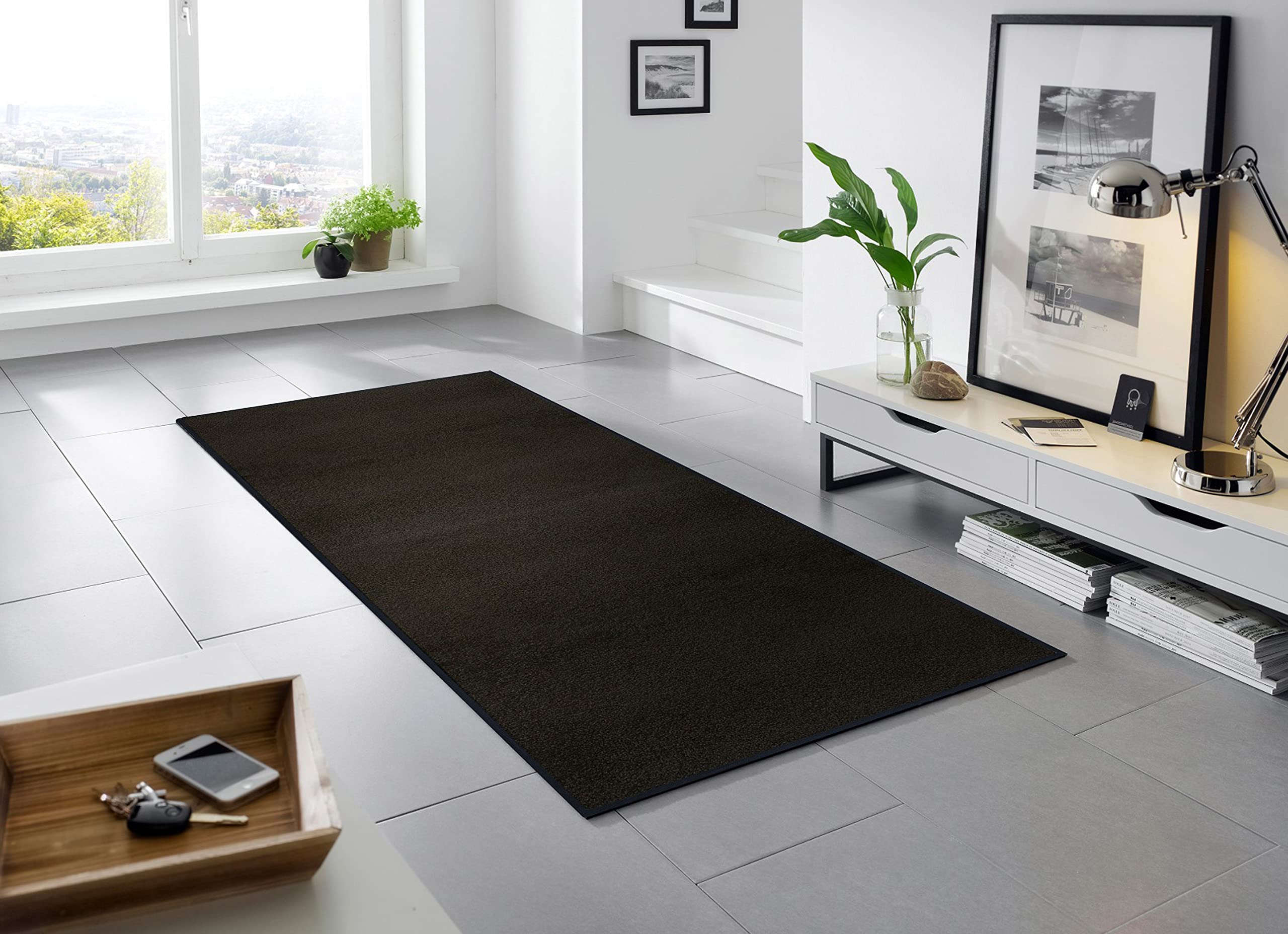 Wash+Dry - Tappeto Raven Black 75x190, Nero