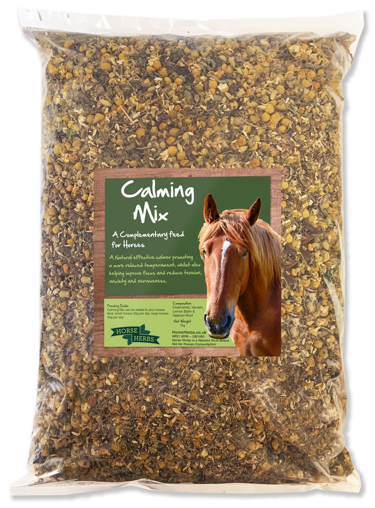 Horse Herbs Calming Mix 1kg | 100% Natural Calming Supplement for Horses & Ponies, Chamomile, Valerian Root, Equine Care