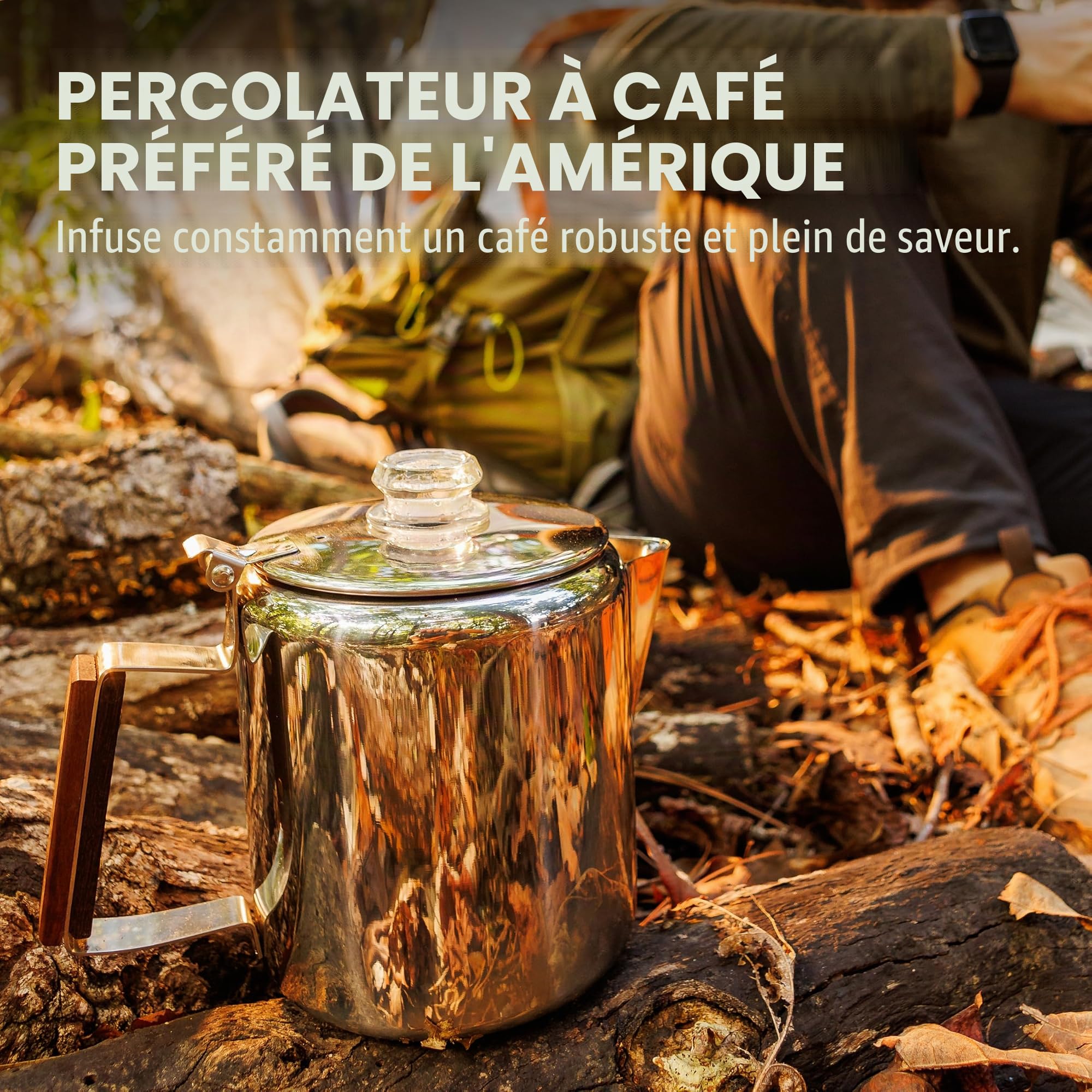 Coletti Cafetière de Camping Bozeman – Percolateur à café – Cafetière percolateur pour feu de Camp ou préparation de café sur cuisinière (6 Tasses)