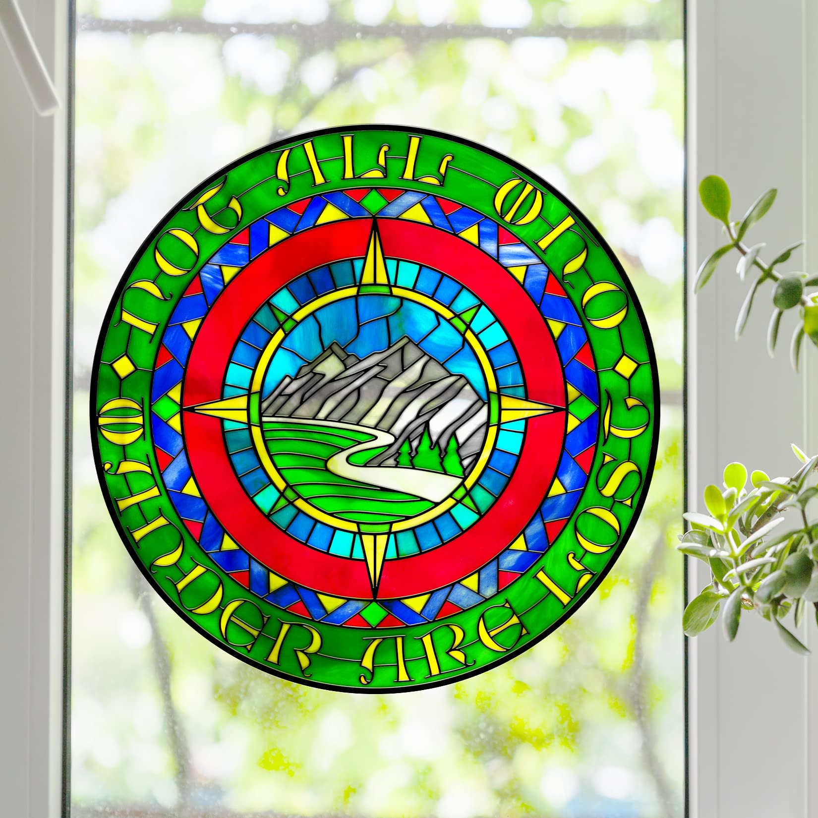 LOTR Not All Who Wander Quote Round Stained Glass Window Film (12)