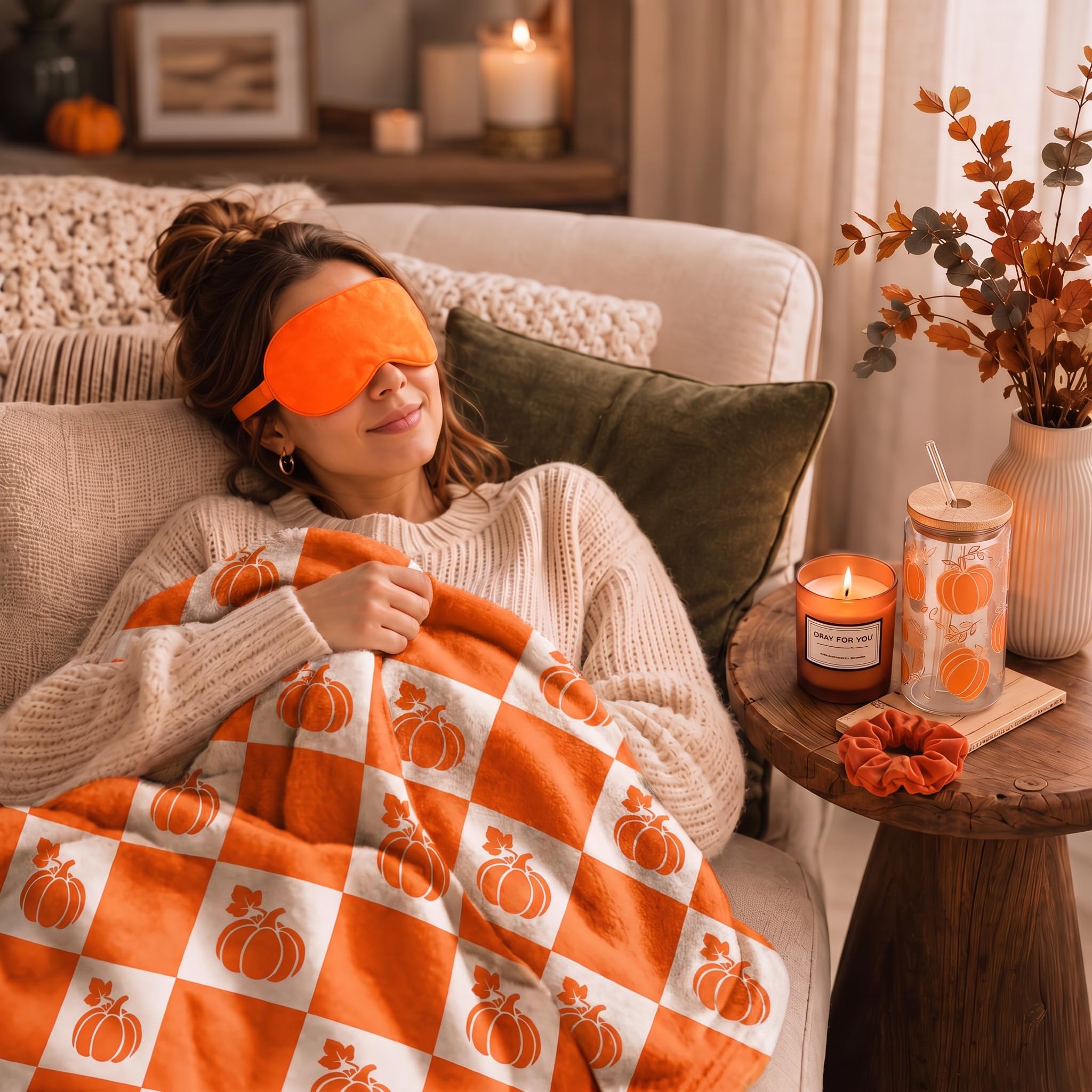 Orange Spa Gift Basket - Cozy Self Care Set -6