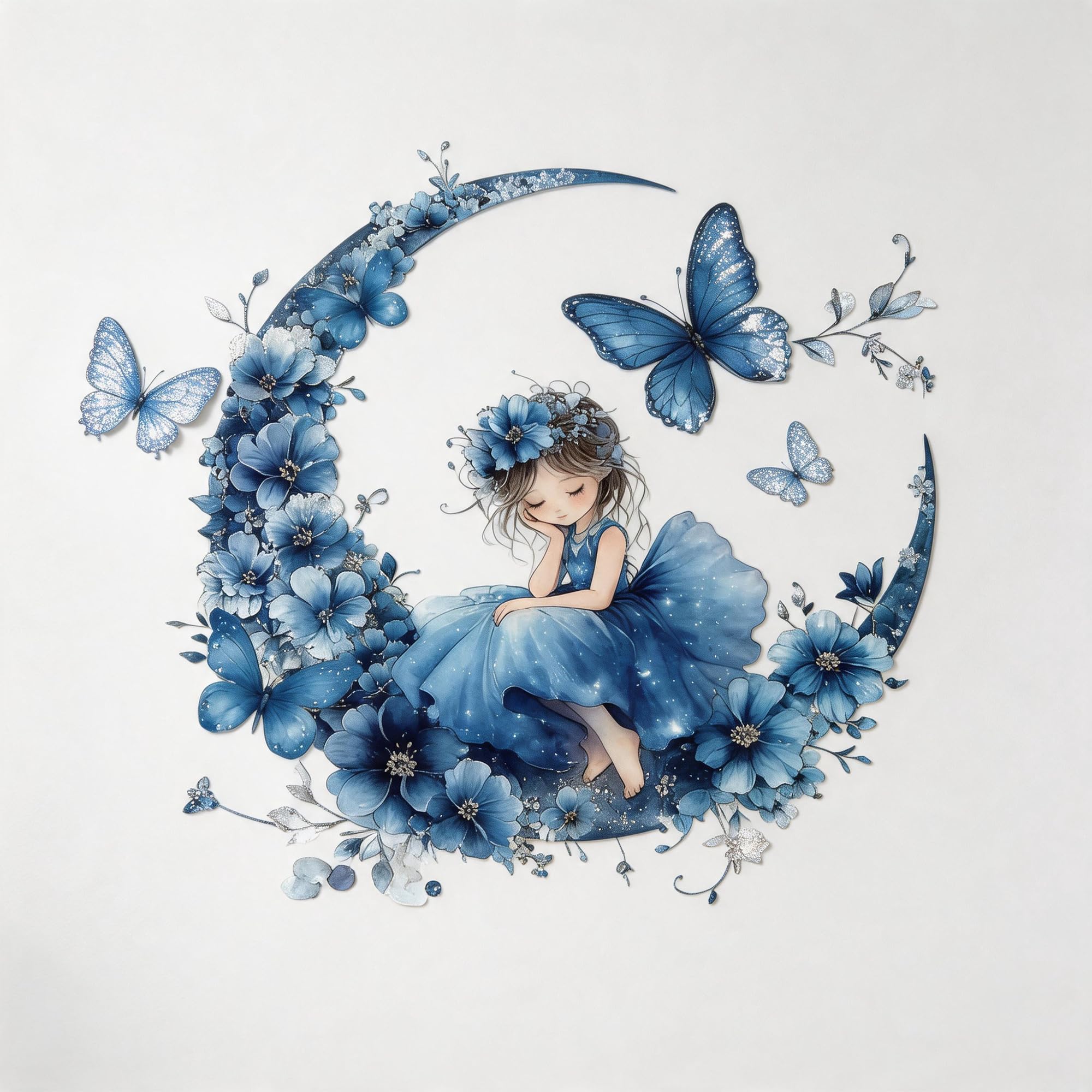 2-Piece Midnight Blue Fairy wall Stickers,wall Stickers for Girls Bedroom