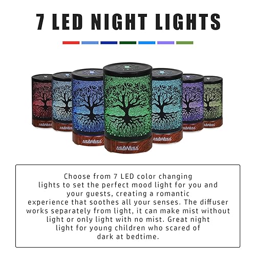 Miniatura 2 de ASAWASA Difusores para aceites esenciales, difusor de aceites esenciales con apagado automático sin agua, humidificador de aromaterapia de arte