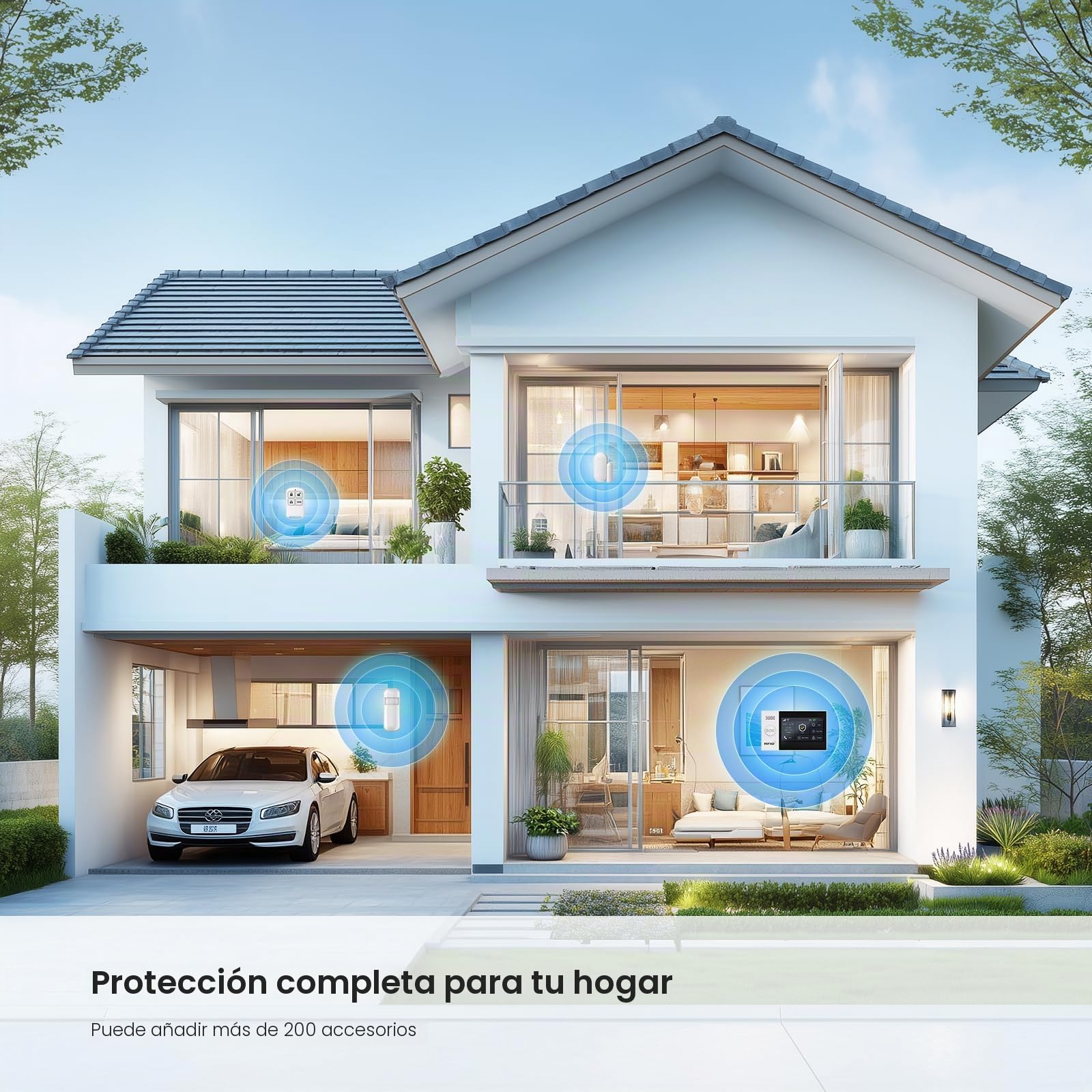 4.3'' Pantalla Táctil Alarm Kit de 16 Piezas, 4G/WiFi Sistema de Seguridad para el Hogar con Sirena de 120DB, Sensores de Ventana de Puerta, Detector de Movimiento, Controles Remoto