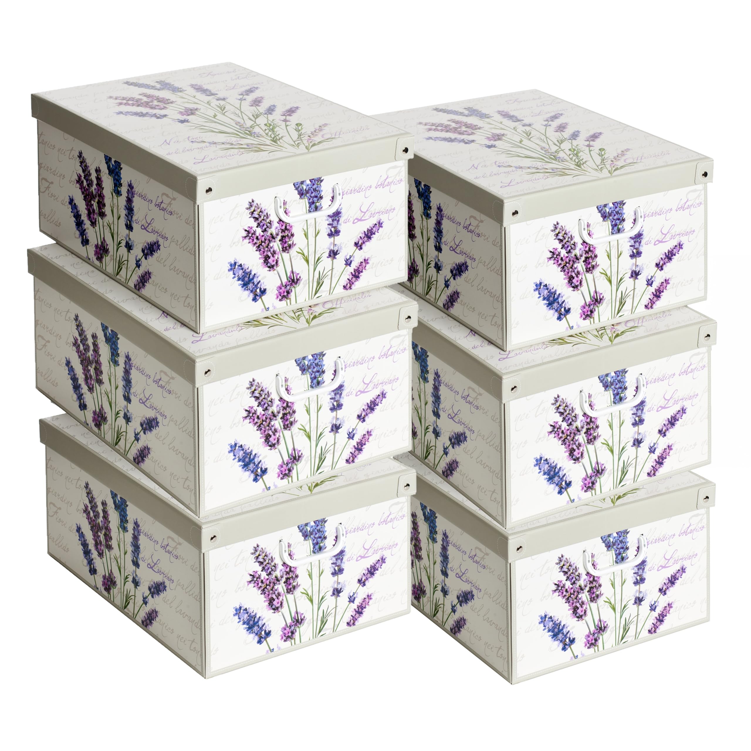 Set 6 Organizer Armadio con Coperchio Profumato alla Lavanda – Scatole Portaoggetti in Cartone 39x50x24 cm – Made in Italy, Robuste, Salvaspazio, Facili da Montare, Profumo Floreale al Tocco | Set di 6 organizer profumati per armadio, 39 x 50 x 24 cm