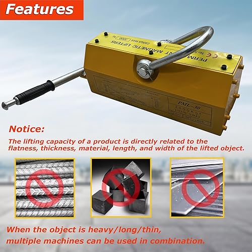 Miniatura 5 de Imán de elevación magnético de acero con liberación resistente imanes de elevación permanente para alzamiento tienda grúa bloque tablero 6600LB