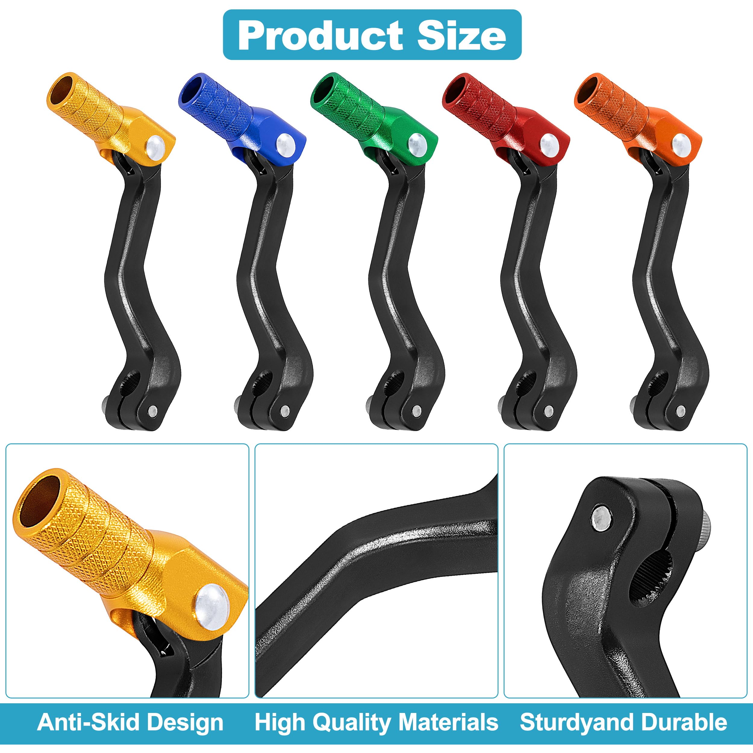 Tunejoy Leva del Cambio Pieghevole per Moto in Alluminio Universale per 50cc 70cc 90cc 110cc 125cc Scooter Pit Bike Dirt Bike Ciclomotore 119x52mm Nero + Arancio