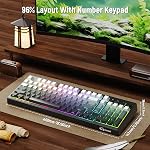 ZIYOU LANG K100 Wireless Gaming Keyboard,99 Keys Tri-Mode BT/2.4GHz/USB-C Creamy Color Keyboard with Number Pad RGB,Media Knob Custom Programmable Computer Keyboards for PC/Mac/Xbox (Black)
