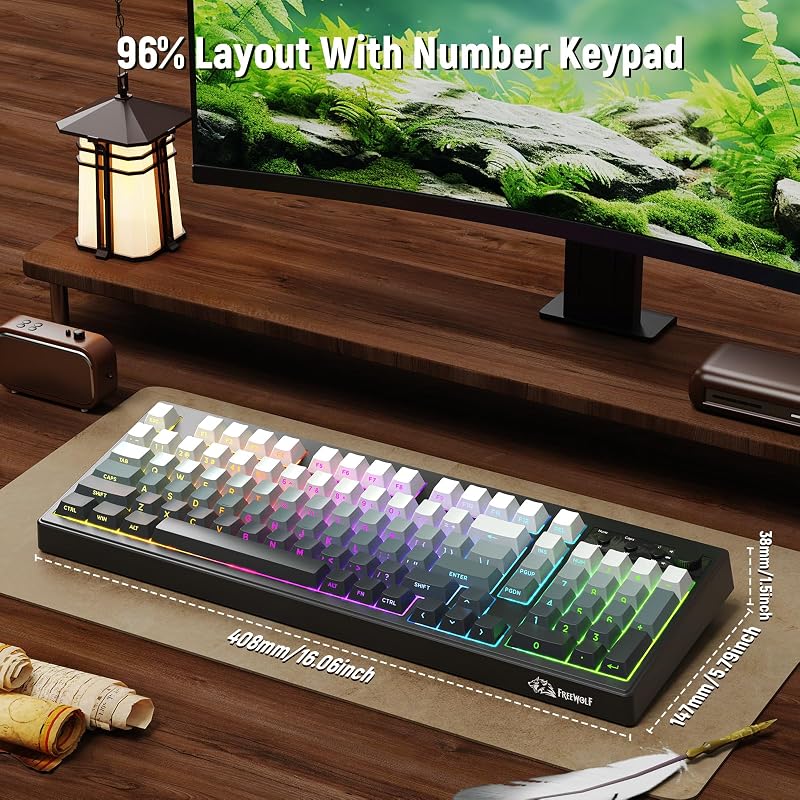 ZIYOU LANG K100 Wireless Gaming Billentyűzet, Tri-Mode, RGB Háttérvilágítás, 102 Gomb, 4000mAh
