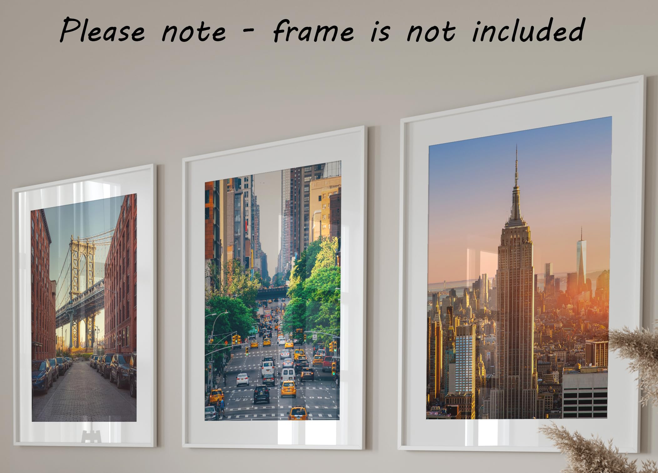 Eviepops Prints New York Landscape Set of 3 Unframed Poster Prints, Photographic City Wall Art, Home Décor, Manhattan Bridge - Image 2
